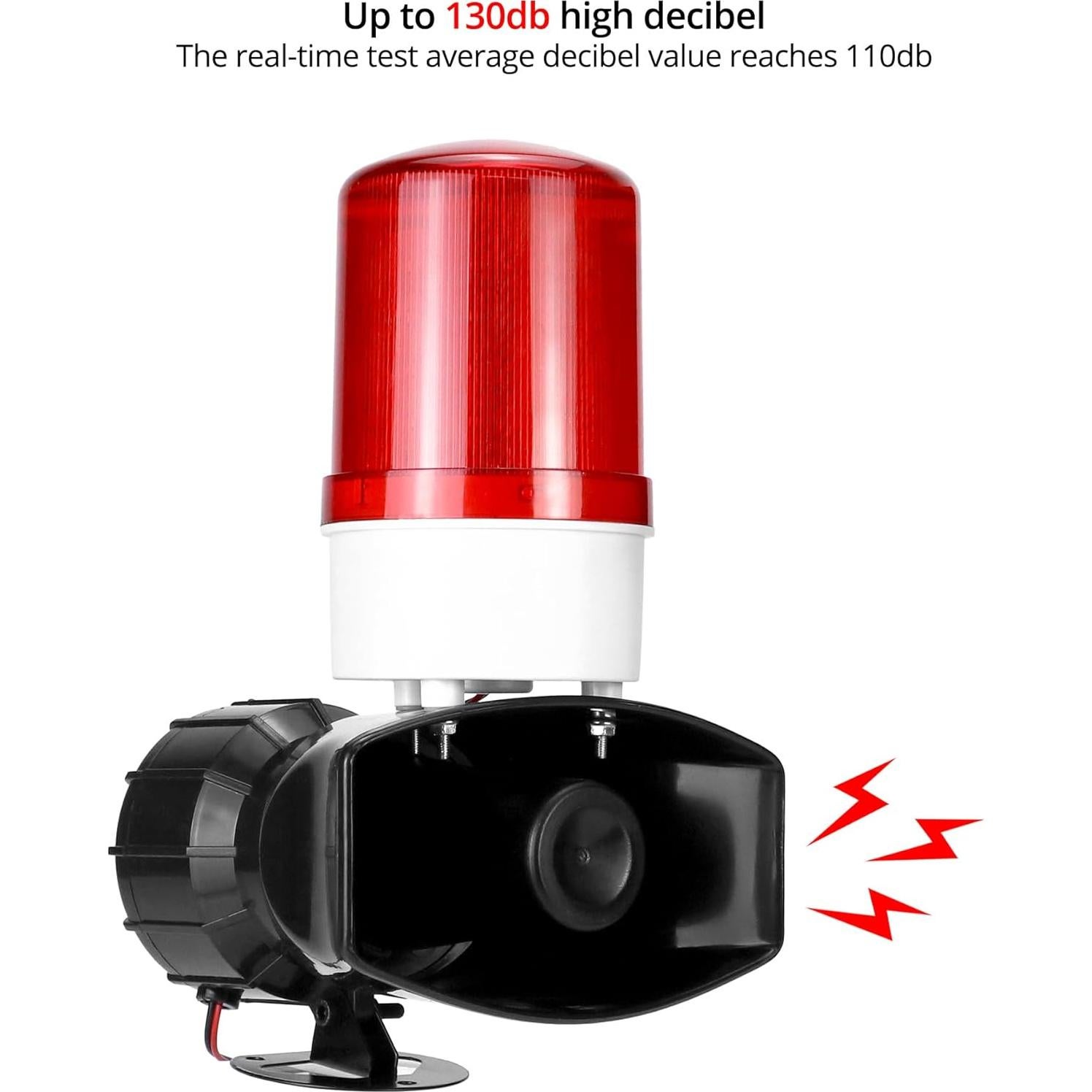 Alarma de Sonido y Luz QWORK 115dB LED 60W para Emergencias