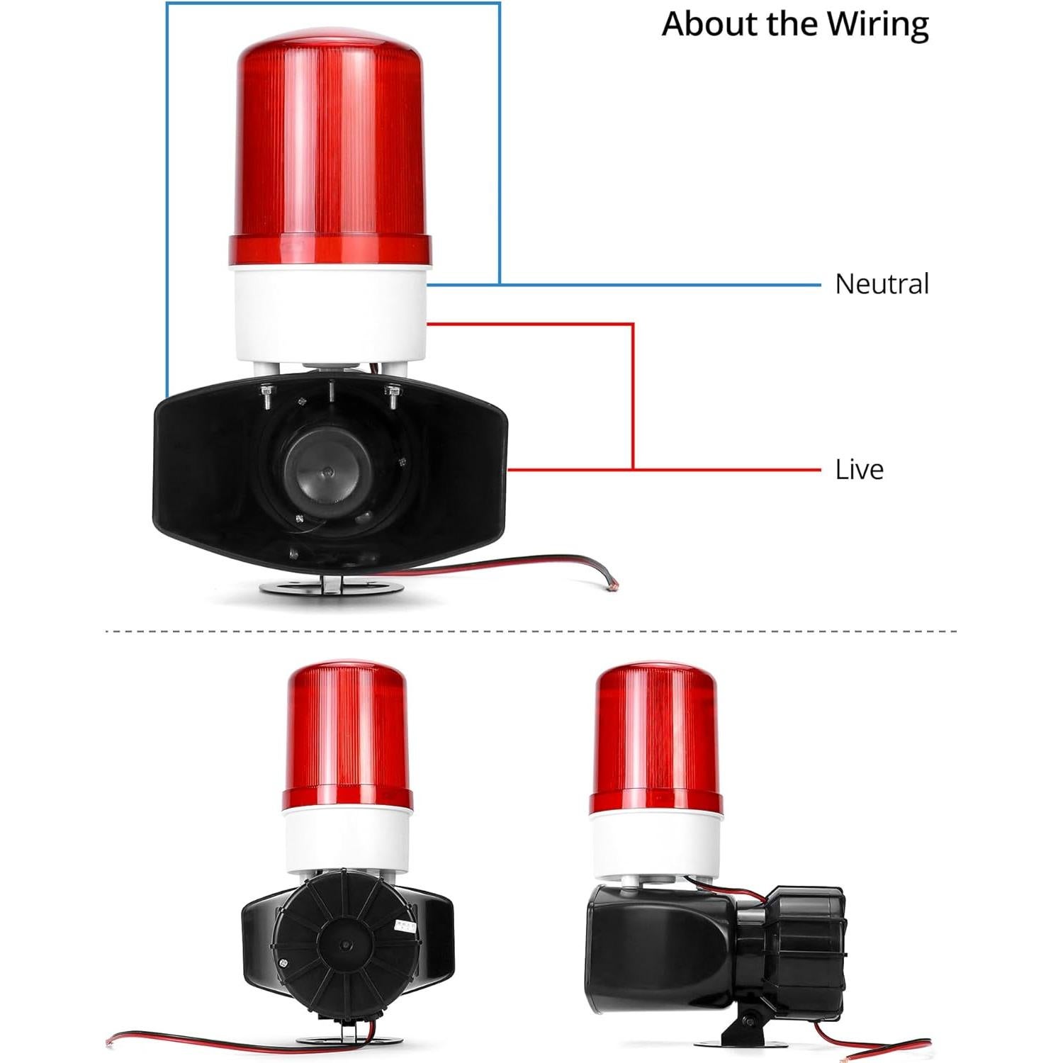 Alarma de Sonido y Luz QWORK 115dB LED 60W para Emergencias