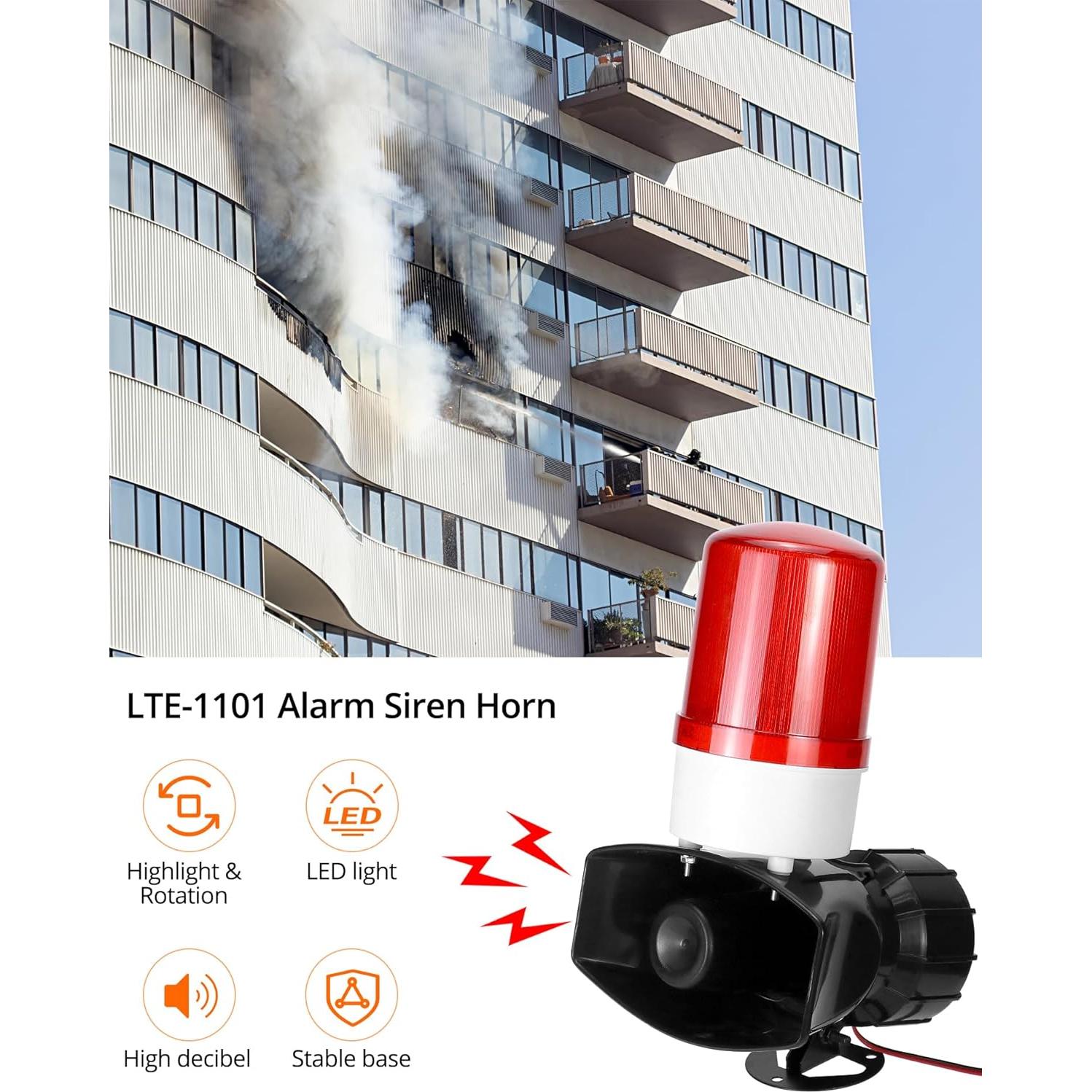 Alarma de Sonido y Luz QWORK 115dB LED 60W para Emergencias