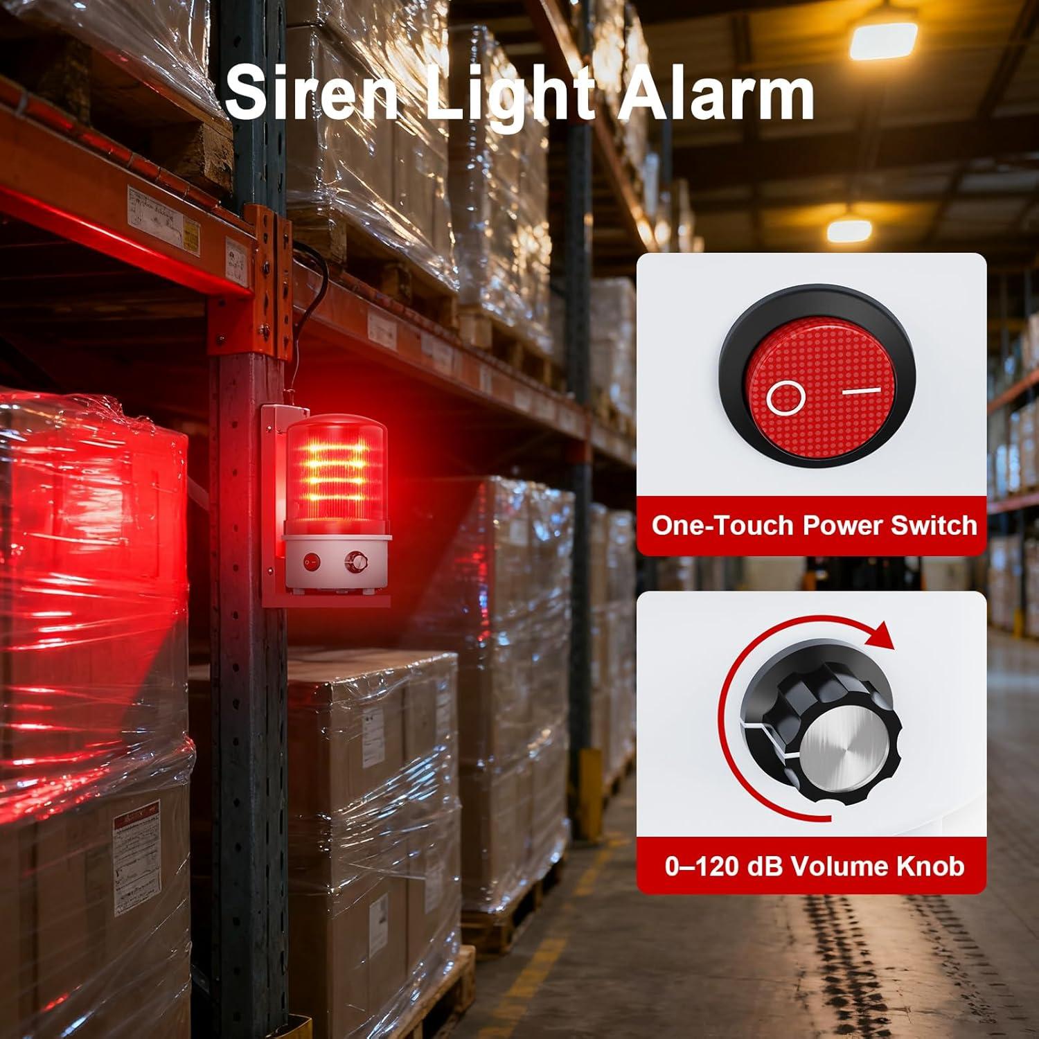 Sirena de Advertencia LED HSYFUNA 0-120 dB Estroboscópica IP65