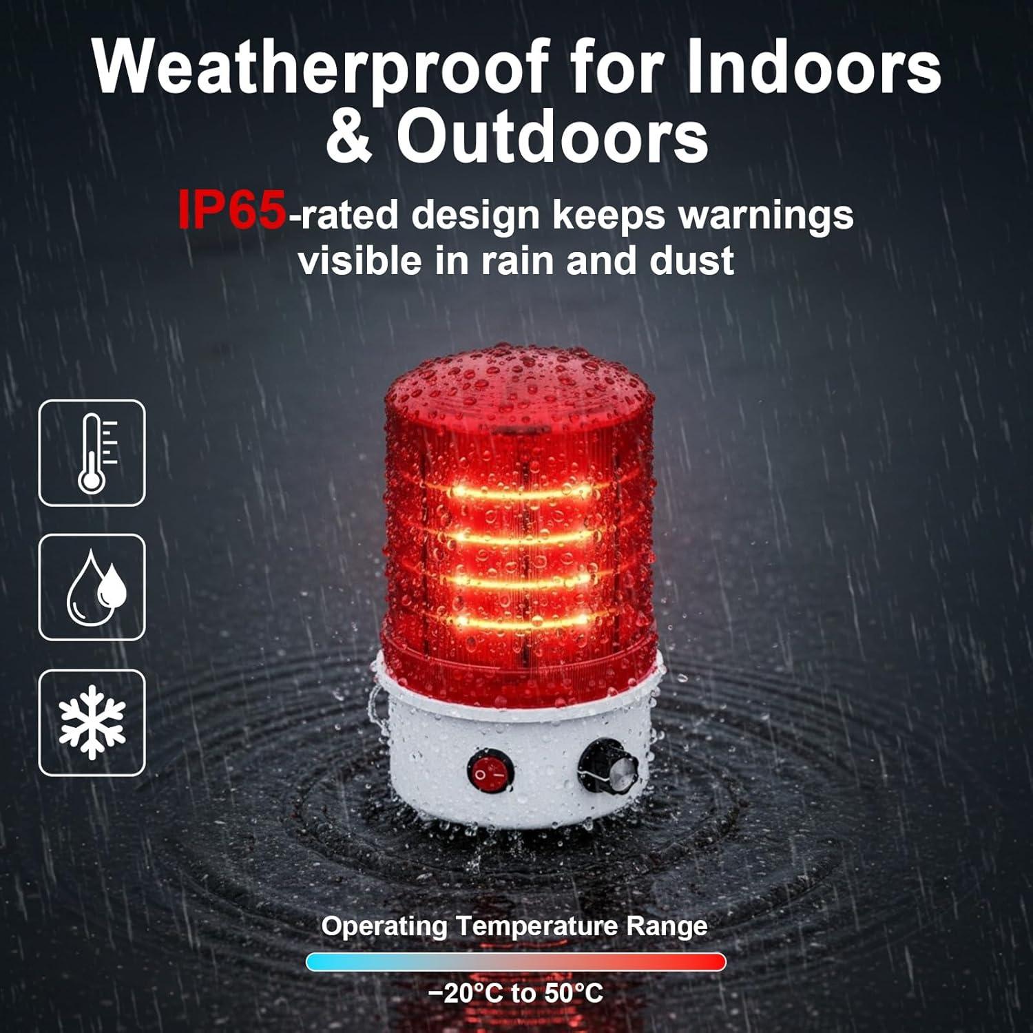 Sirena de Advertencia LED HSYFUNA 0-120 dB Estroboscópica IP65