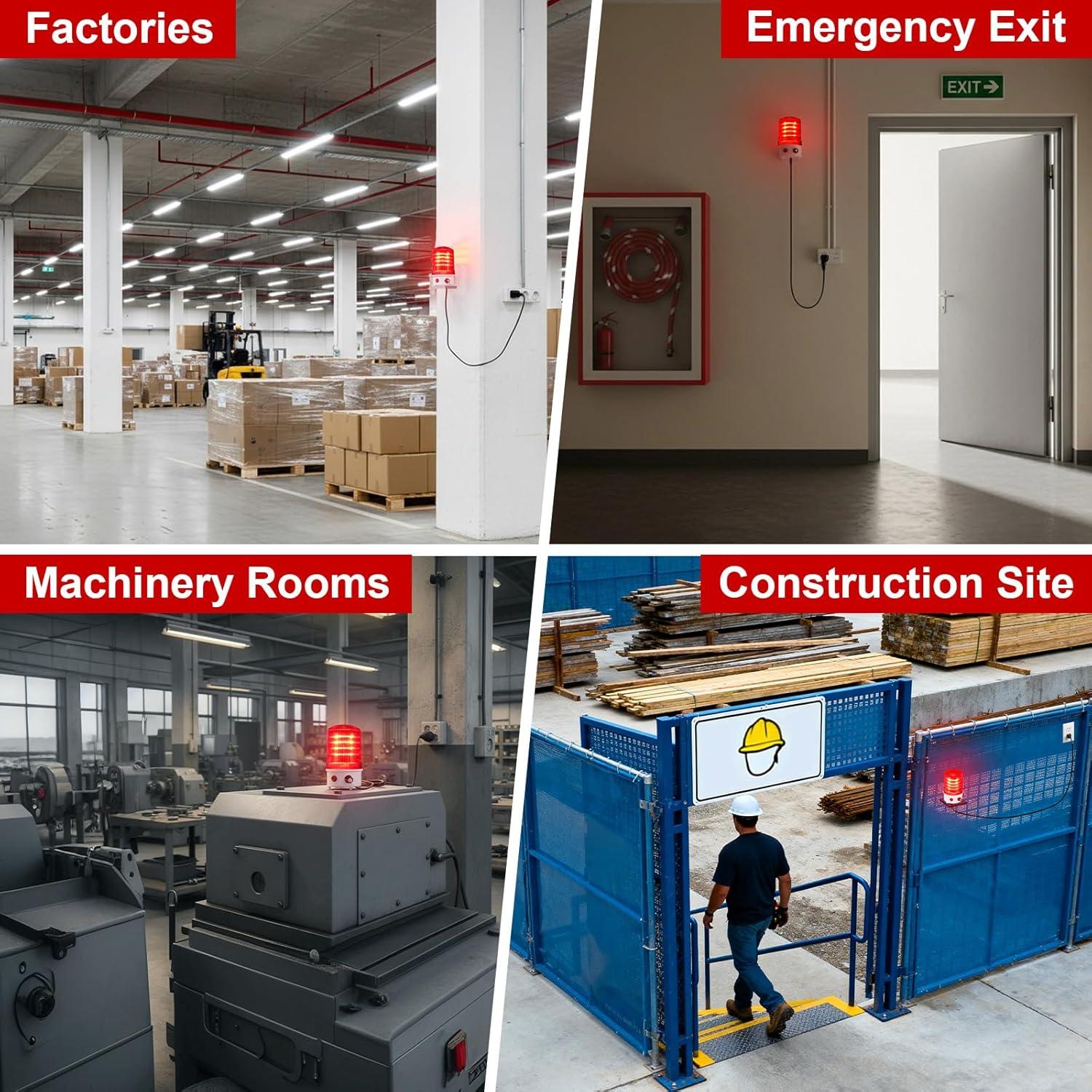 Sirena de Advertencia LED HSYFUNA 0-120 dB Estroboscópica IP65