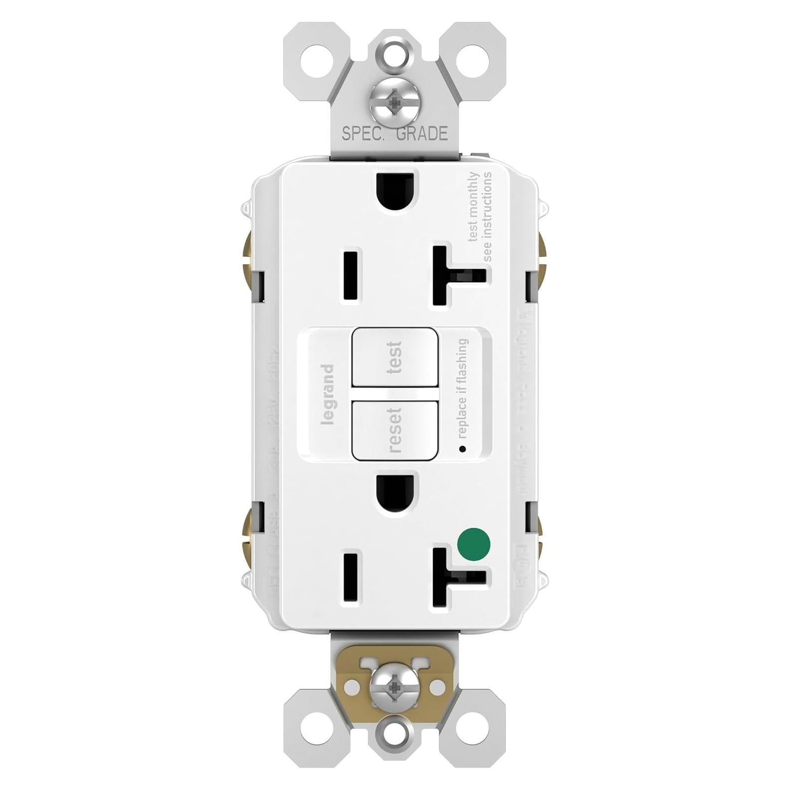 Toma GFCI Legrand 2097HGW 20A Grado Hospitalario Blanco