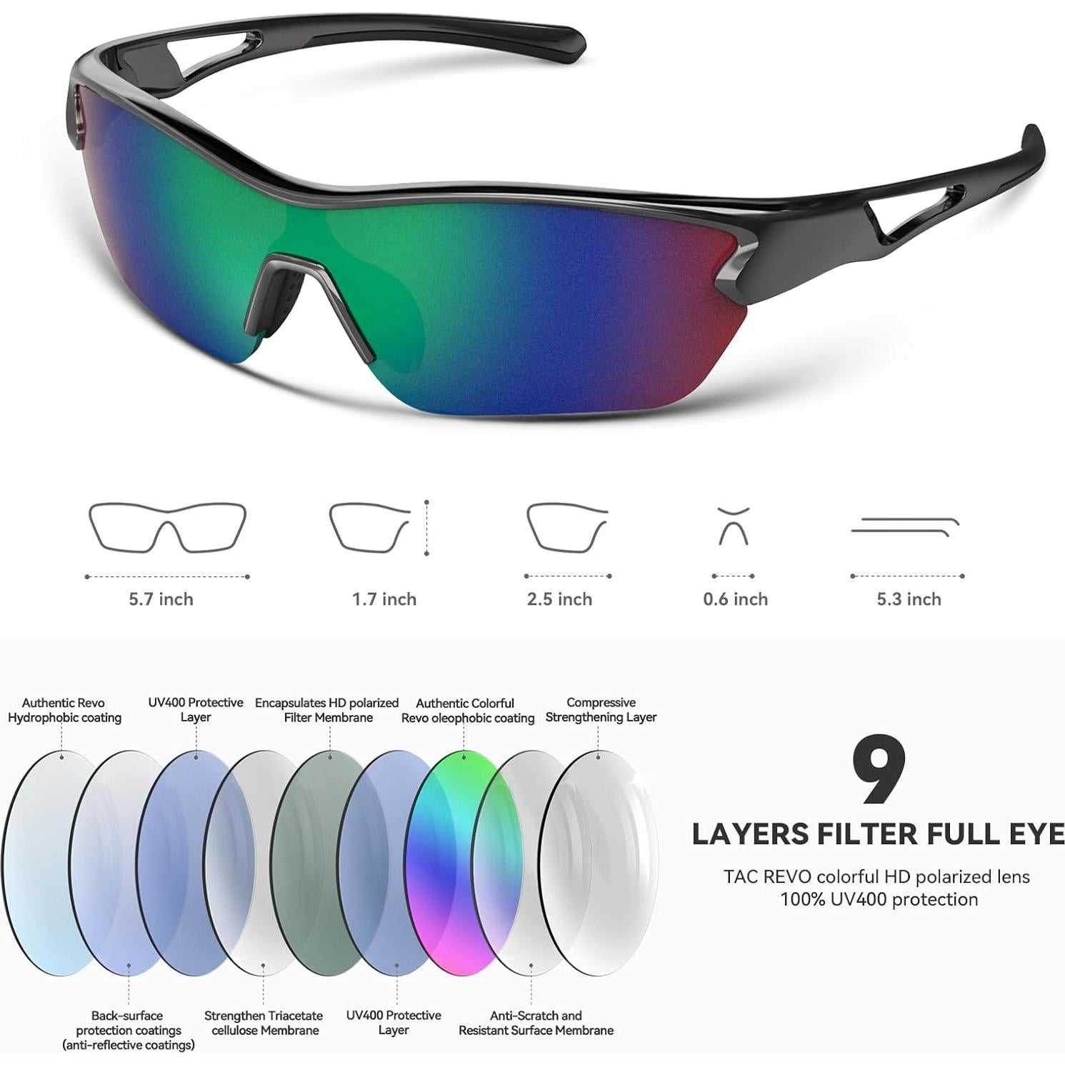 Gafas de sol deportivas BEACOOL polarizadas UV400 para hombre y mujer