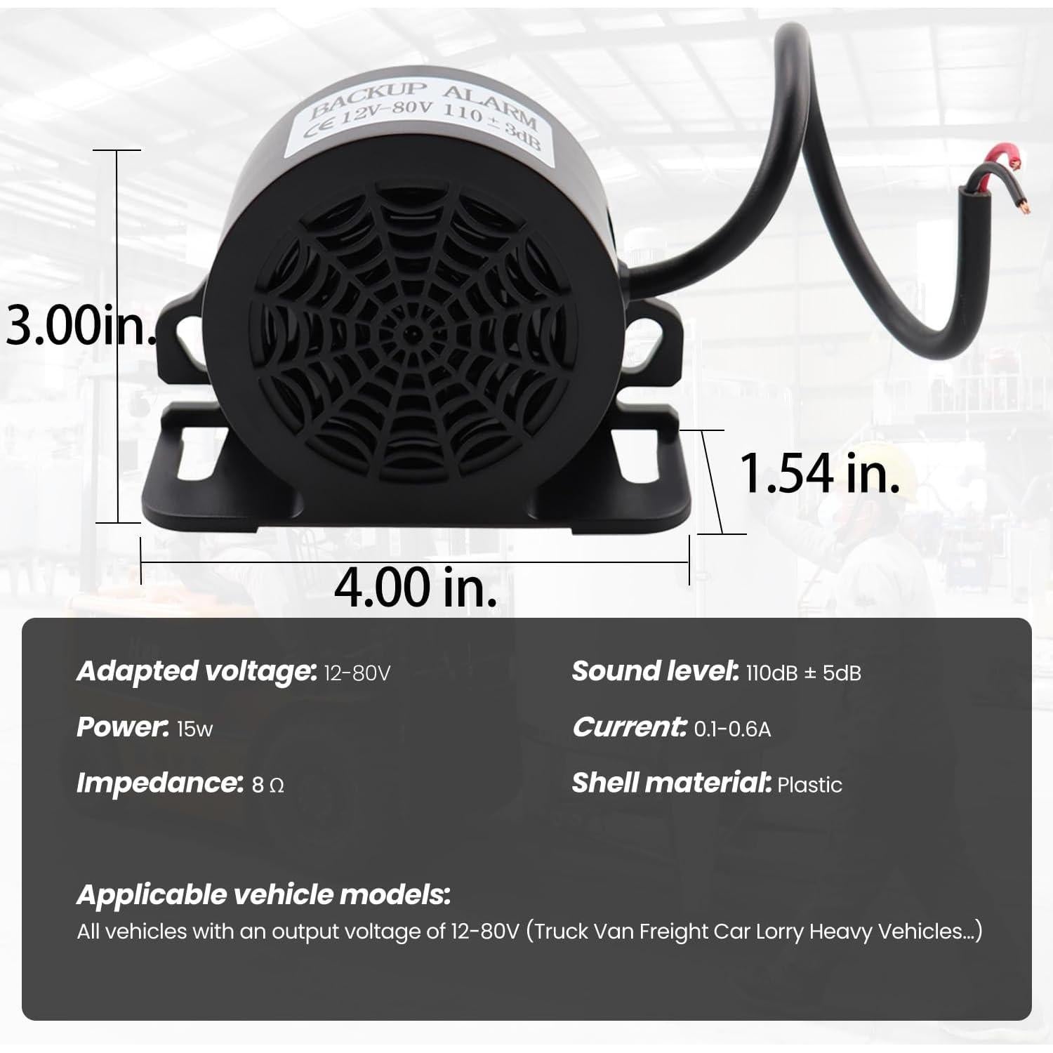 Alarma de Respaldo MIRKOO 110dB 12V-80V CC Impermeable