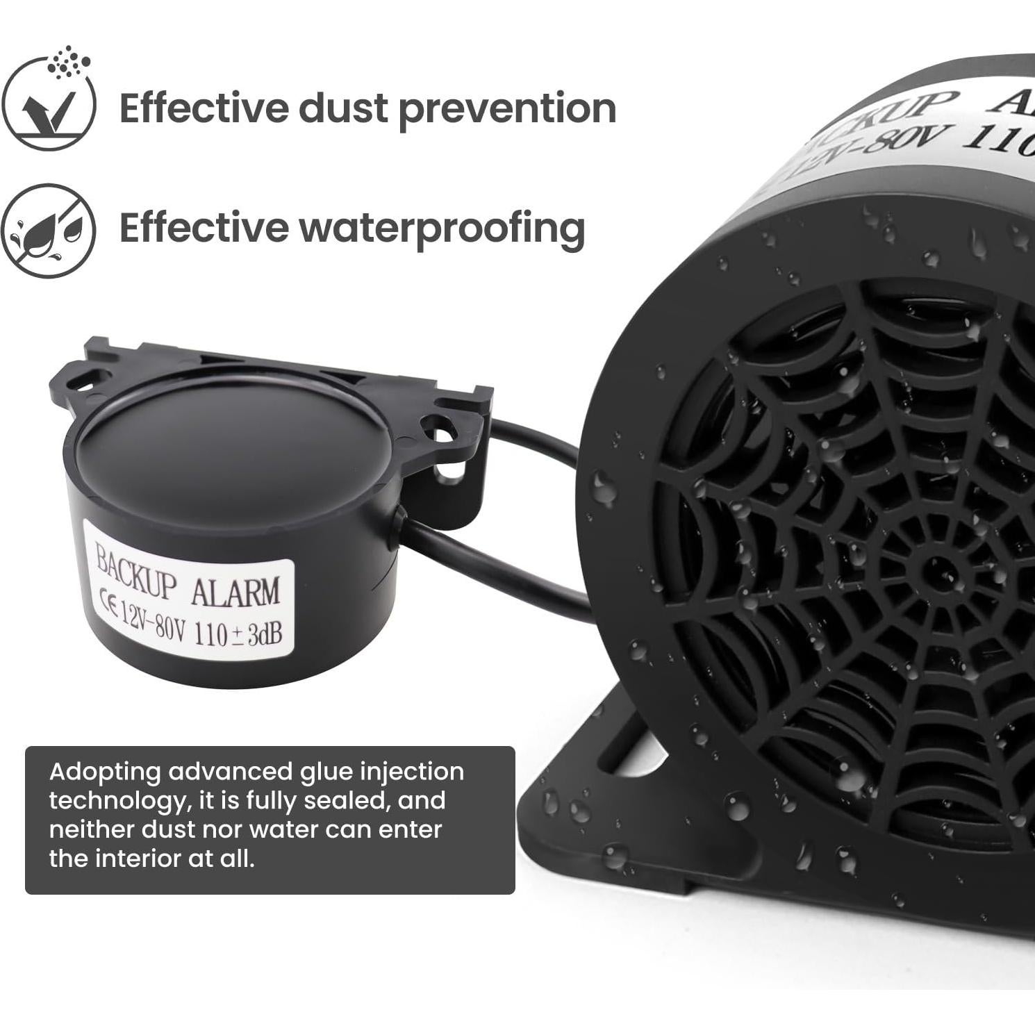 Alarma de Respaldo MIRKOO 110dB 12V-80V CC Impermeable