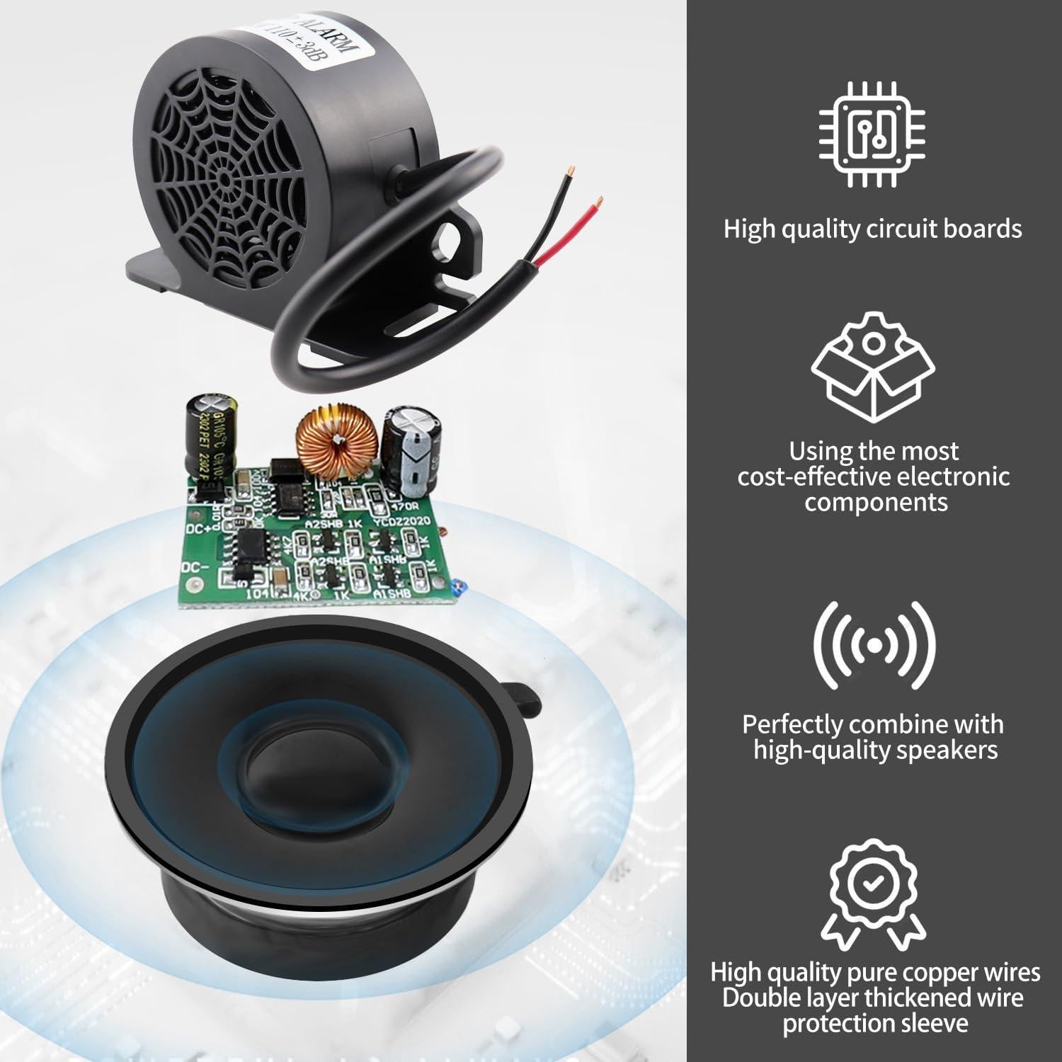 Alarma de Respaldo MIRKOO 110dB 12V-80V CC Impermeable