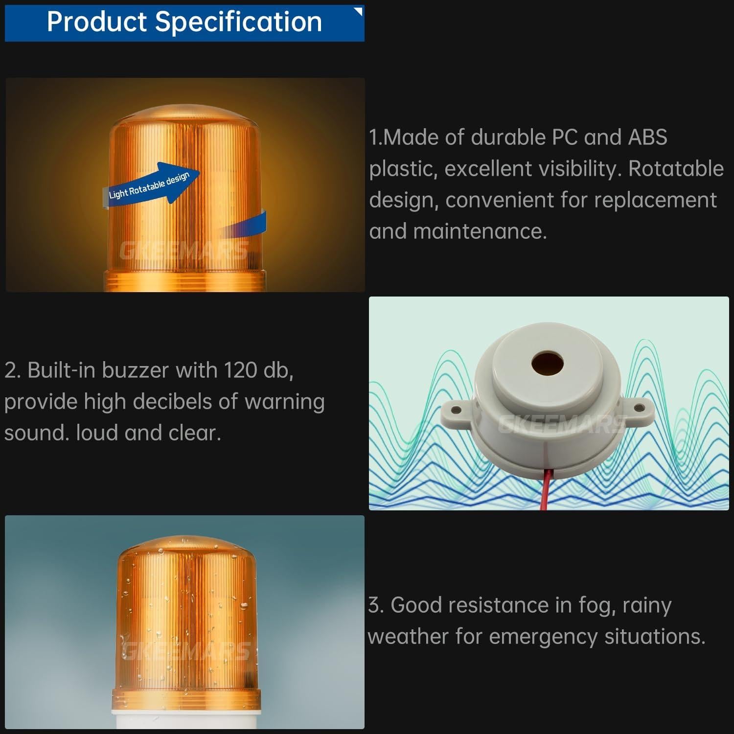 Lámpara de Alarma de Señal Industrial GKEEMARS LTE-1101J LED Amarillo