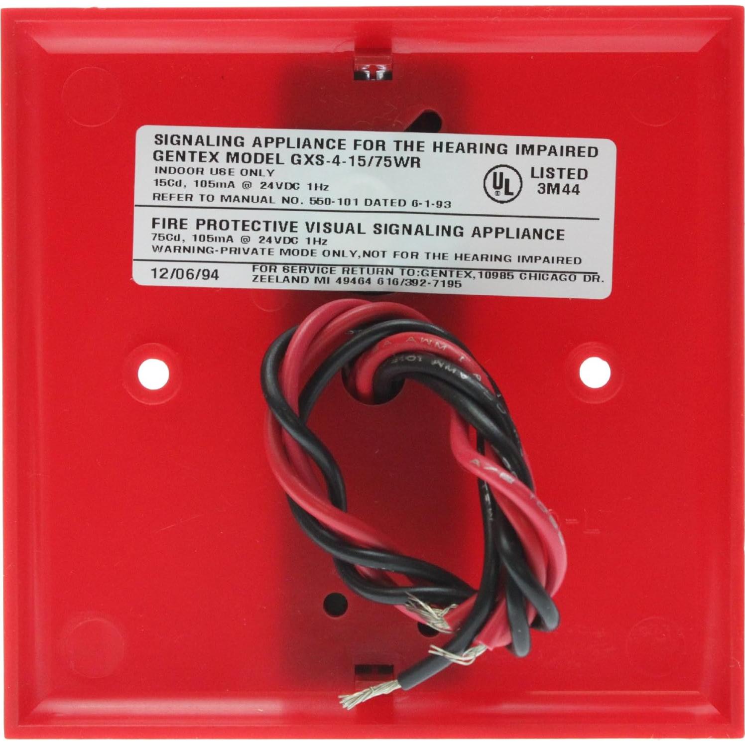 Alarma Estroboscópica Gentex GX5-4-15/75WR 24VDC Roja