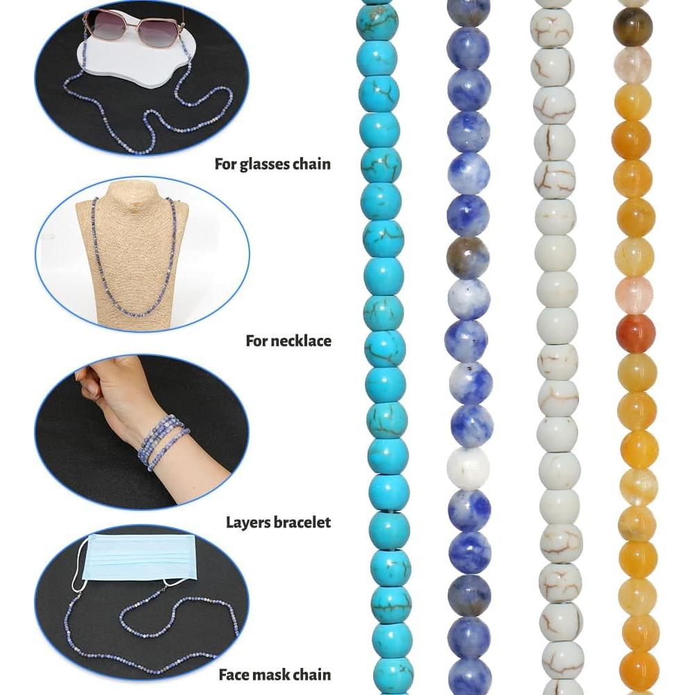 Cadena de Gafas LuReen Sodalita Azul y Blanca 73.66 cm