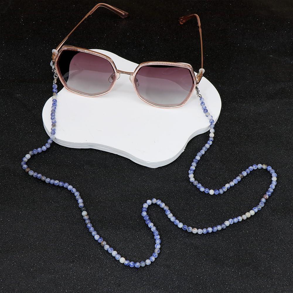 Cadena de Gafas LuReen Sodalita Azul y Blanca 73.66 cm