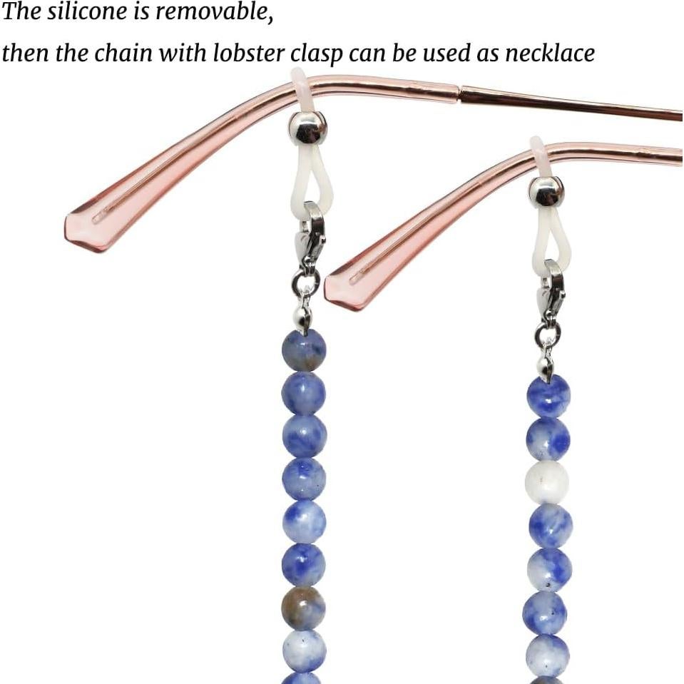 Cadena de Gafas LuReen Sodalita Azul y Blanca 73.66 cm