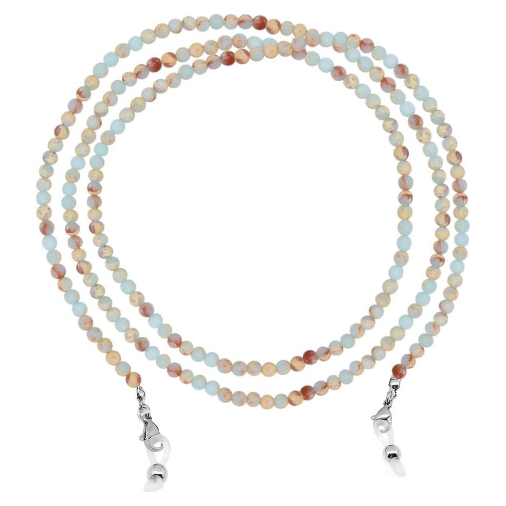 Cadena de Gafas LuReen Cian Claro con Perlas Naturales