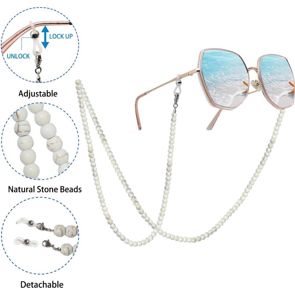 Cadena de Gafas LuReen Turquesa Blanca 73.66 cm para Mujeres