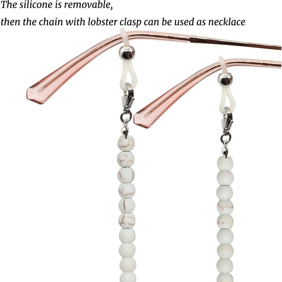 Cadena de Gafas LuReen Turquesa Blanca 73.66 cm para Mujeres