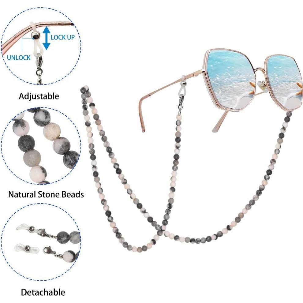 Cadena de Gafas LuReen Cebra Rosa con Perlas 73.66 cm