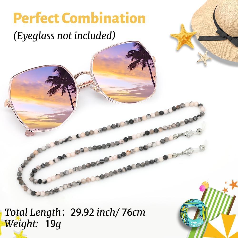 Cadena de Gafas LuReen Cebra Rosa con Perlas 73.66 cm