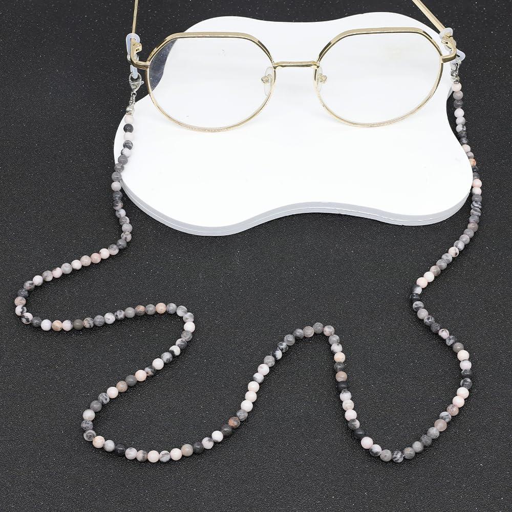 Cadena de Gafas LuReen Cebra Rosa con Perlas 73.66 cm