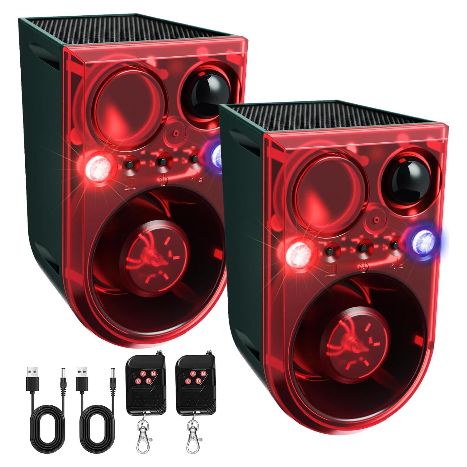 Qualirey Alarma de Movimiento Solar 2 Pack 130dB Rojo