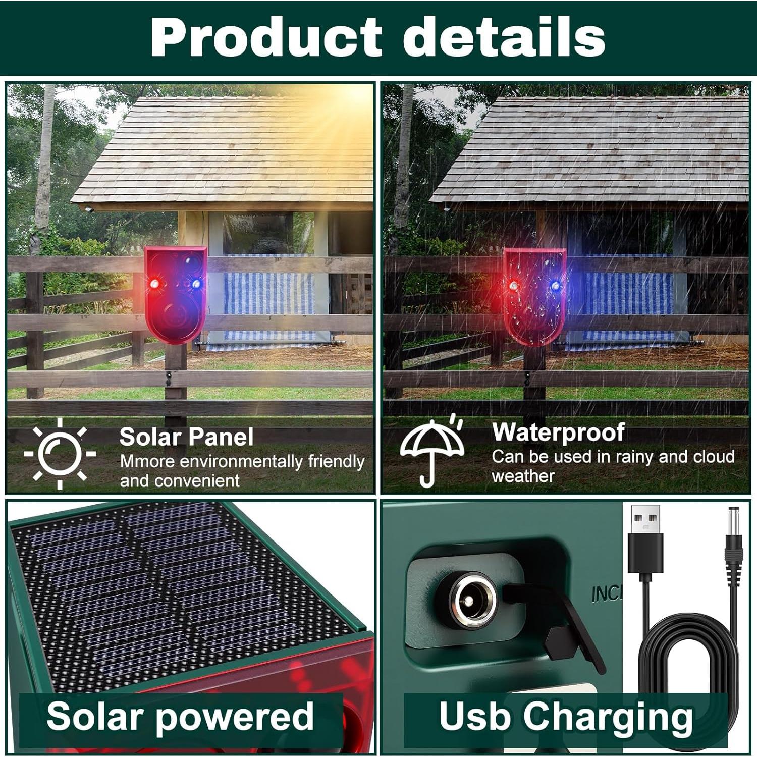 Qualirey Alarma de Movimiento Solar 2 Pack 130dB Rojo