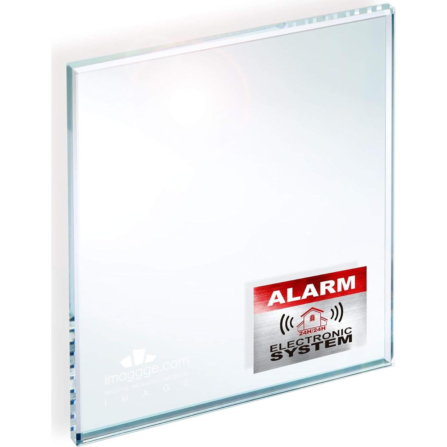 12 Etiquetas de Alarma de Seguridad Imaggge - Resistente a la Intemperie - 8,5 x 5,5 cm