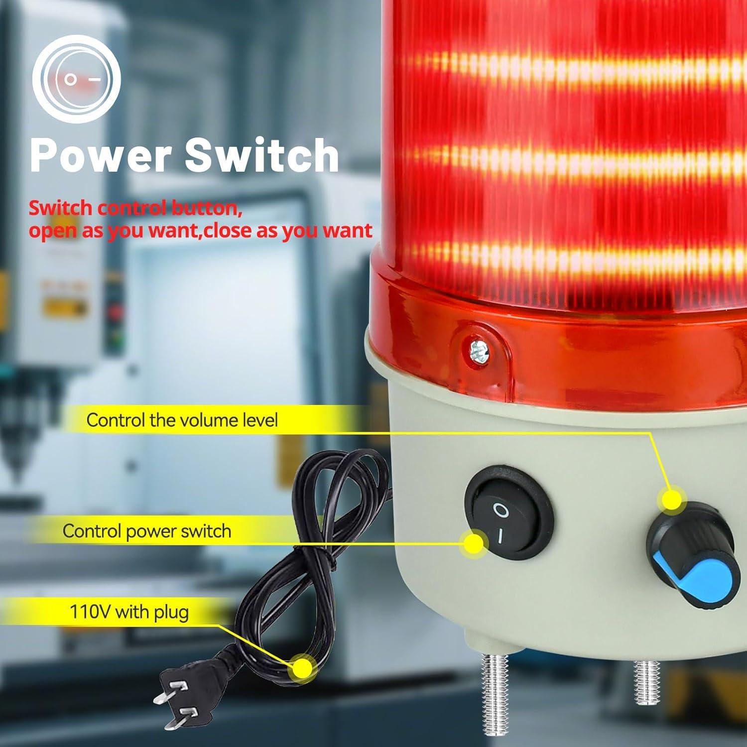 Luz de Advertencia LED Rotativa ZGSZJHF 110V CA Roja 120dB