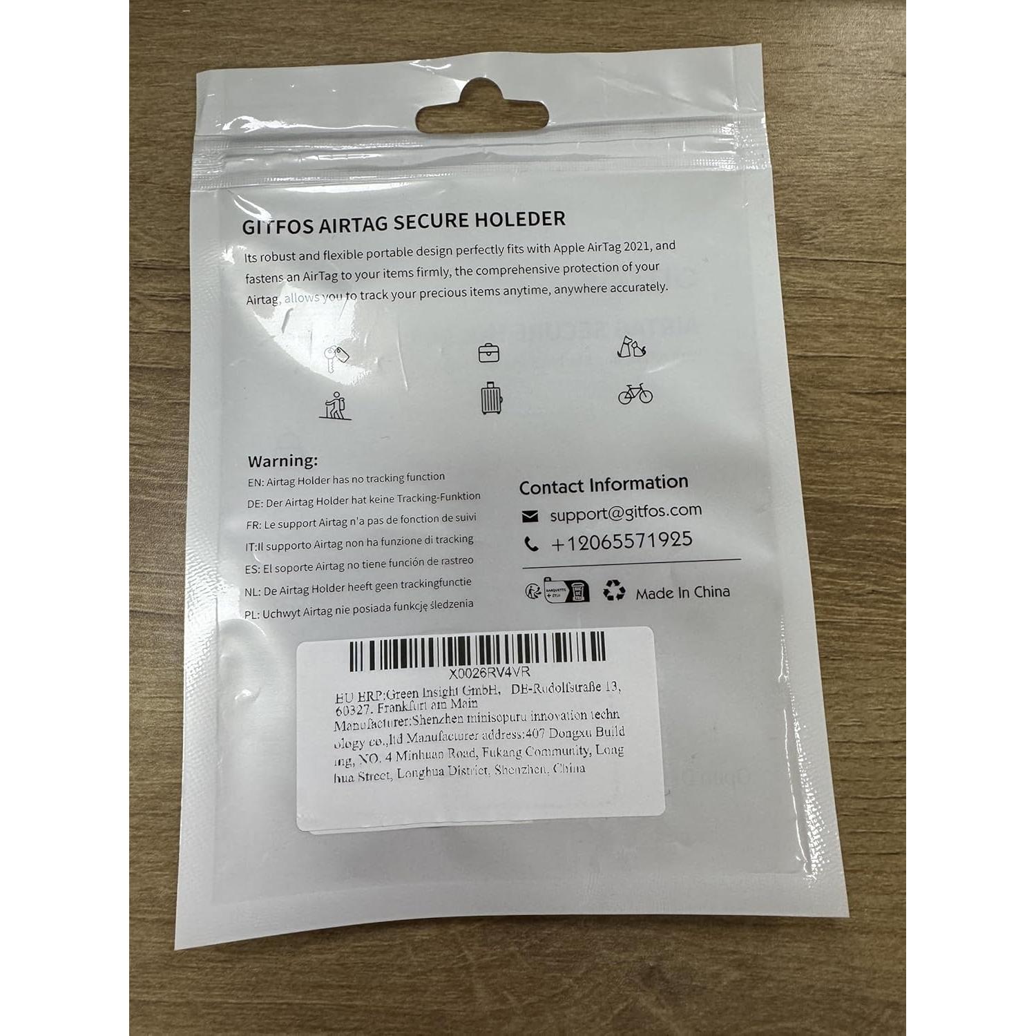 Soporte para AirTag Gitfos 2 Pack Negro Resistente