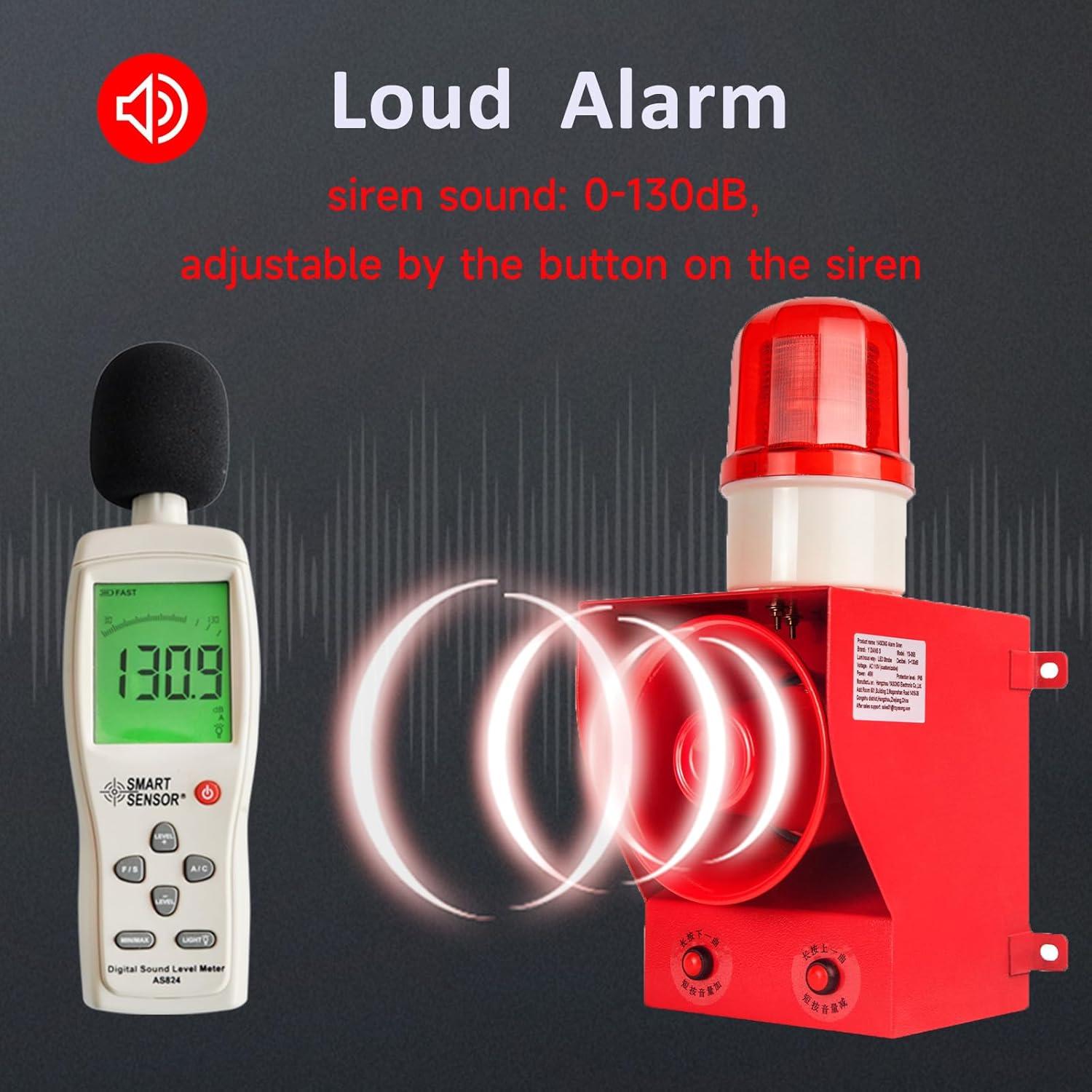 Sirena de Alarma Exterior 130dB 12 Tonos SLA-05B 45W IP65
