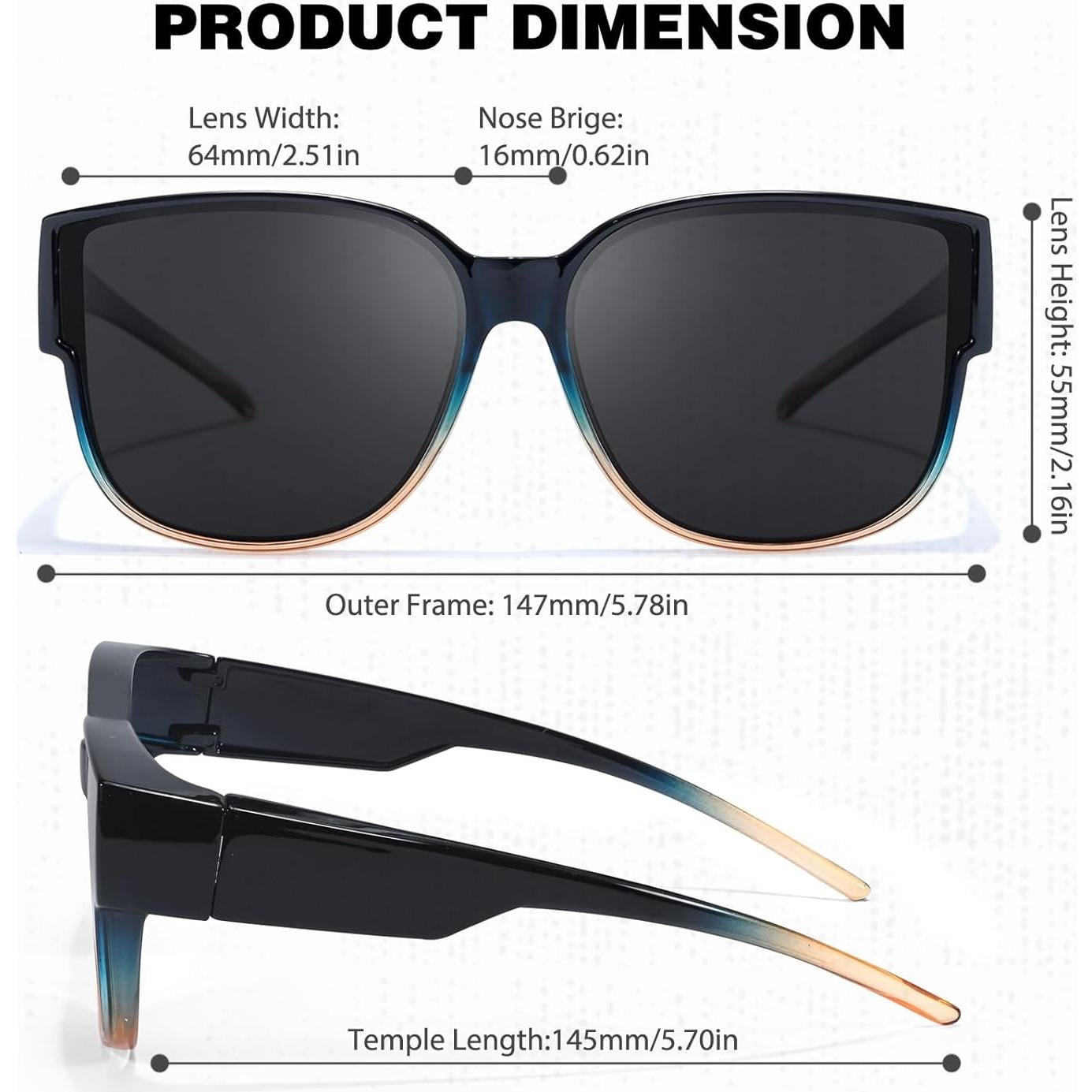 Gafas de sol polarizadas Myiaur para usar sobre gafas UV400