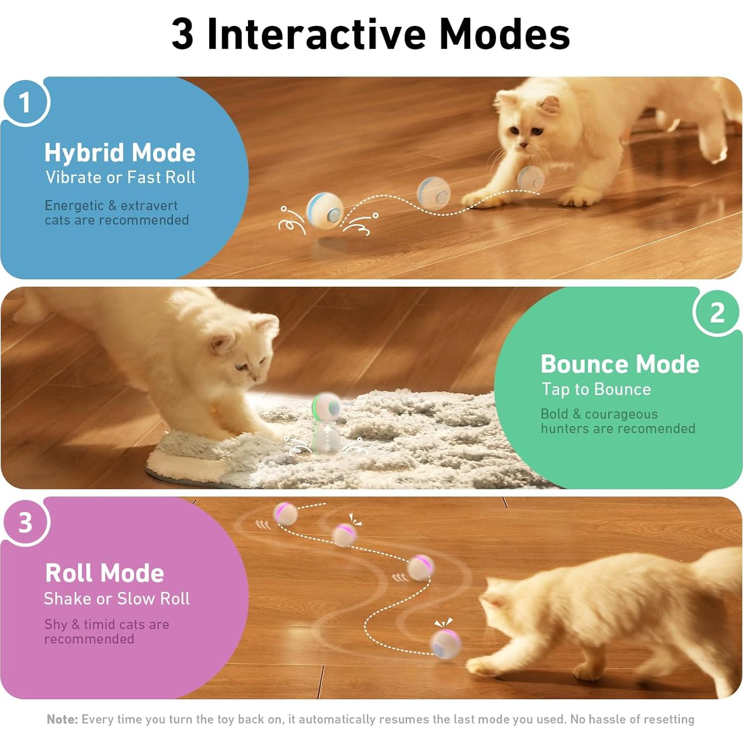 Juguete Interactivo para Gatos Cheerble M3 con Luz y Modos