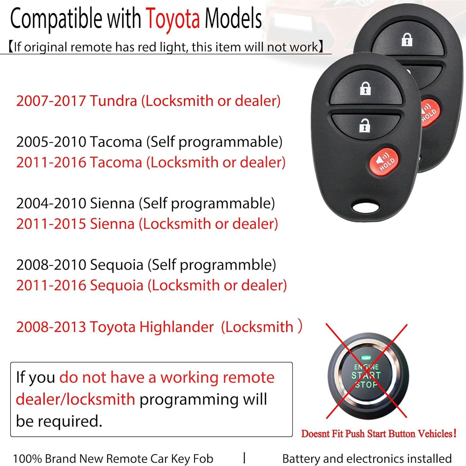 Llavero Remoto MechanMagic para Toyota 2005-2017 2 Piezas