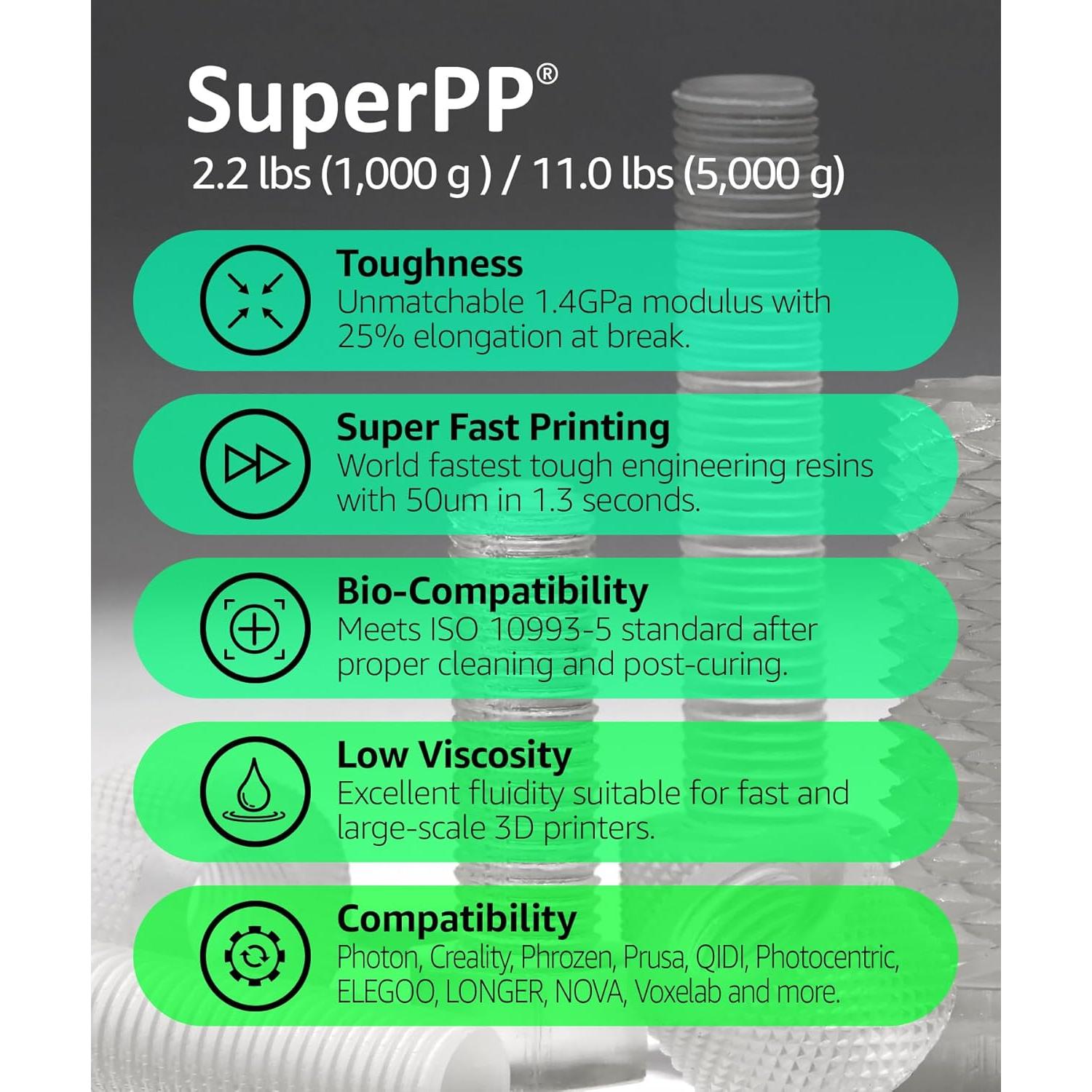 Resina SuperPP 3D 1000g Transparente 50um Rápida 3DMaterials