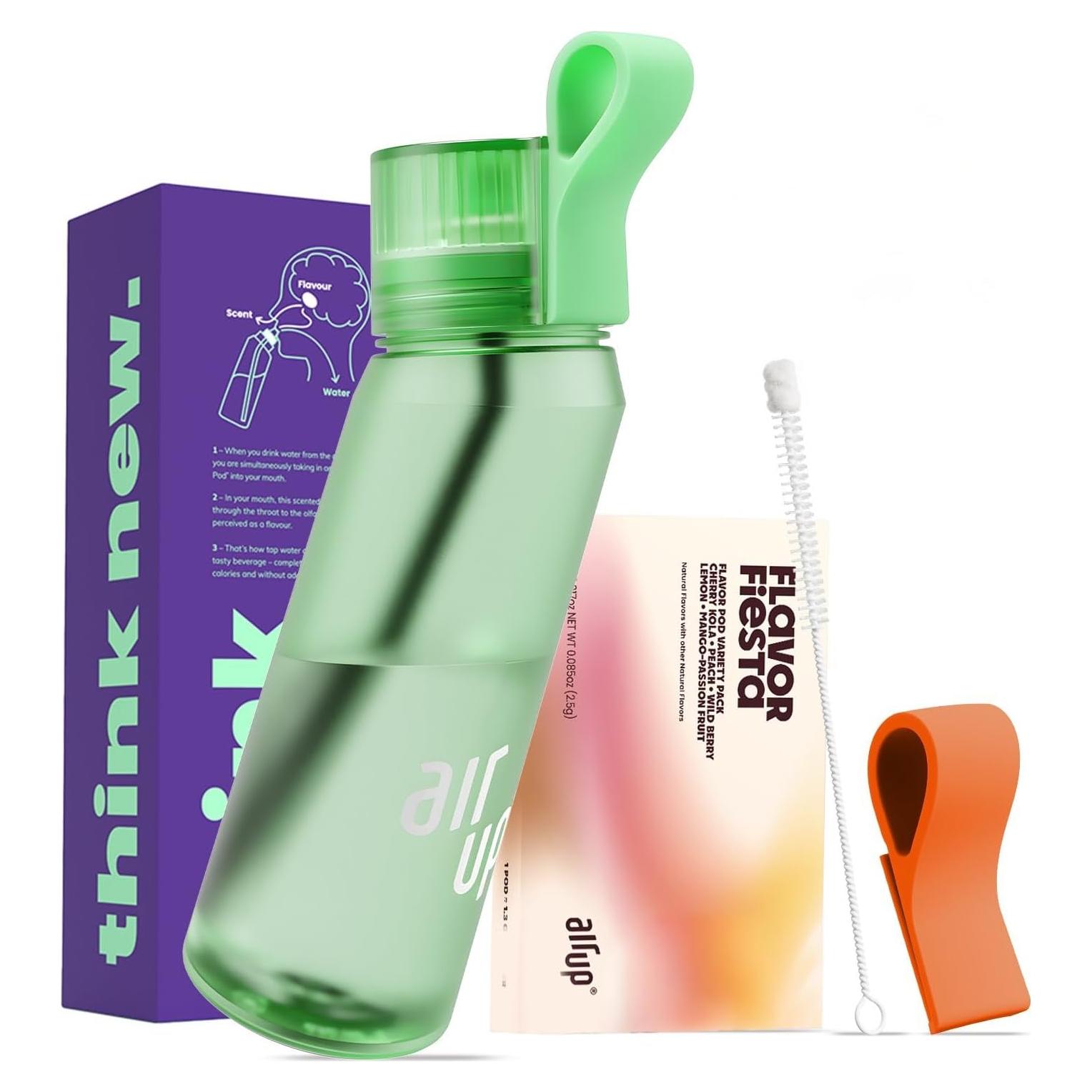 Botella de Agua Air Up Twist Verde Vibrante 600ml + Pods Sabor