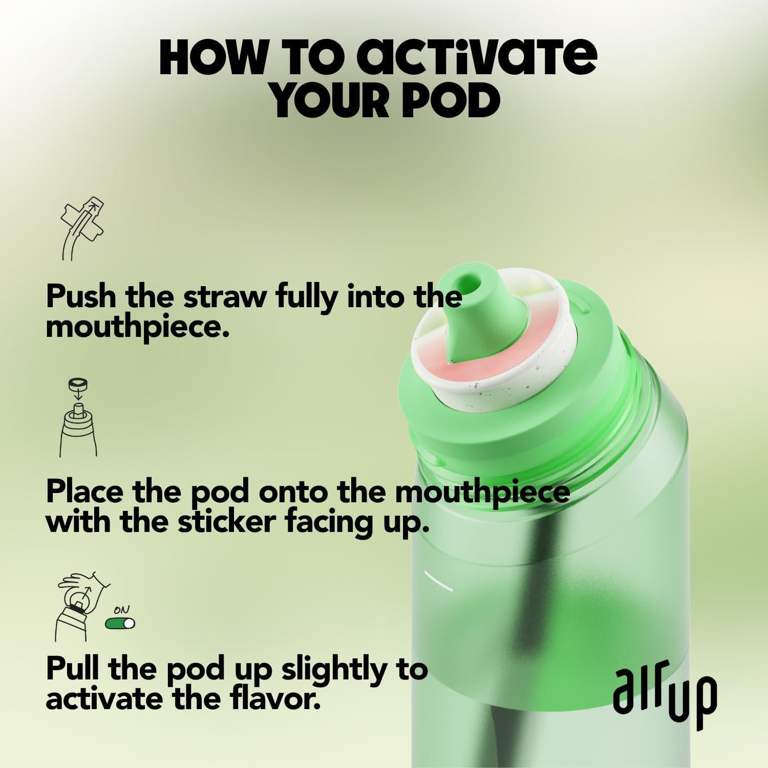 Botella de Agua Air Up Twist Verde Vibrante 600ml + Pods Sabor