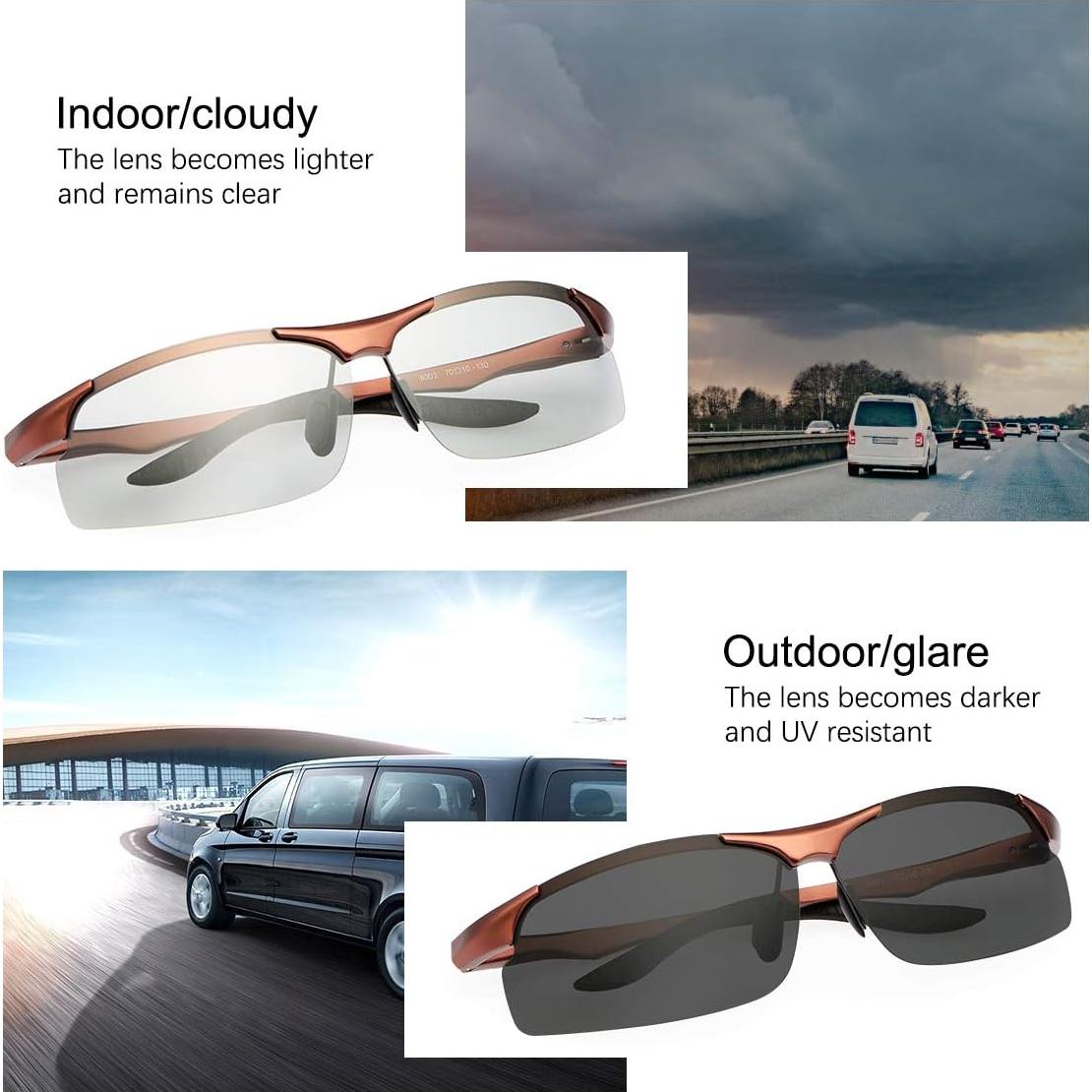 Gafas de sol polarizadas fotocromáticas YIMI para hombres