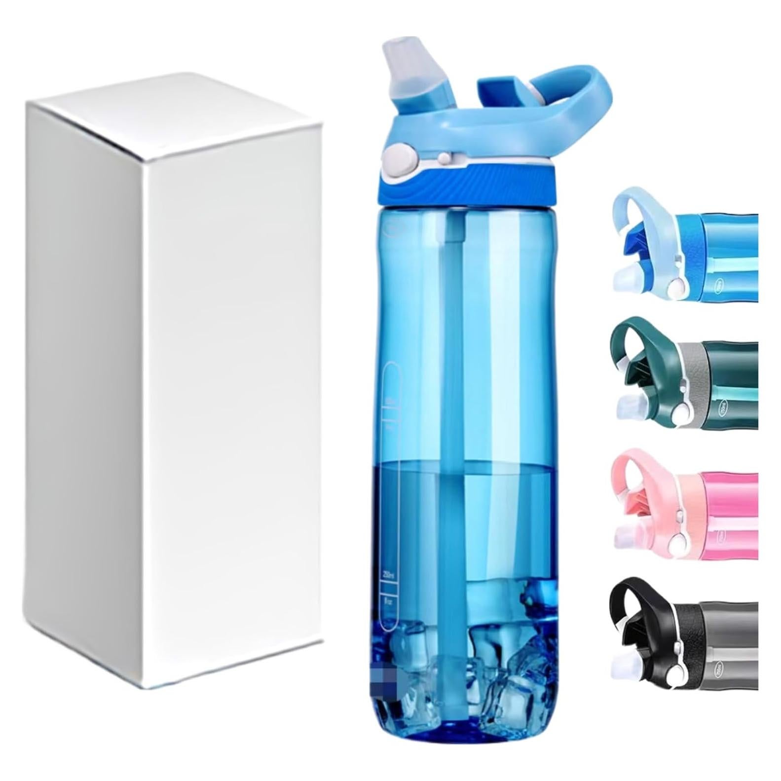 Botella de Agua TCKJ 739 ml Tritan Azul con Tapa Bloqueable