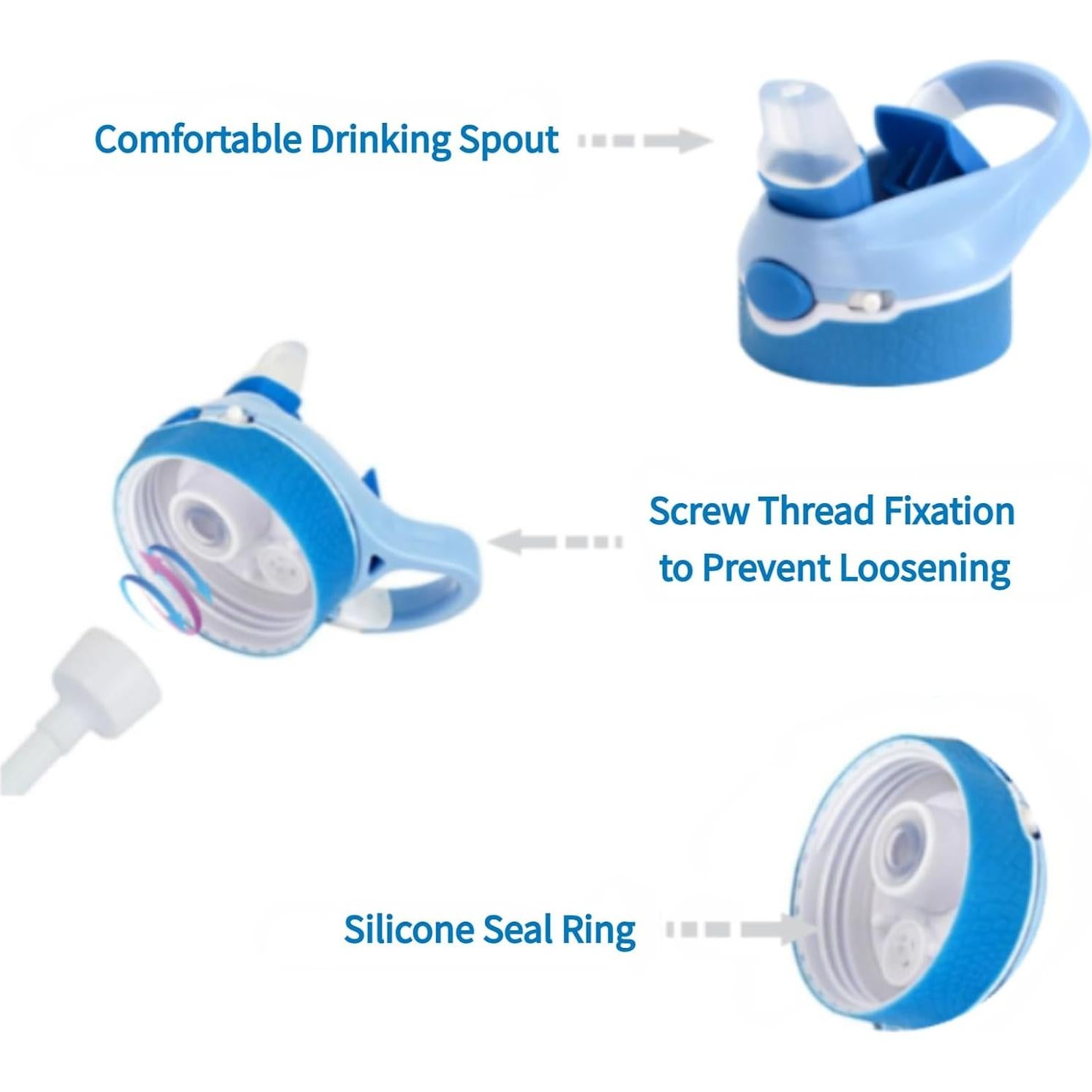 Botella de Agua TCKJ 739 ml Tritan Azul con Tapa Bloqueable