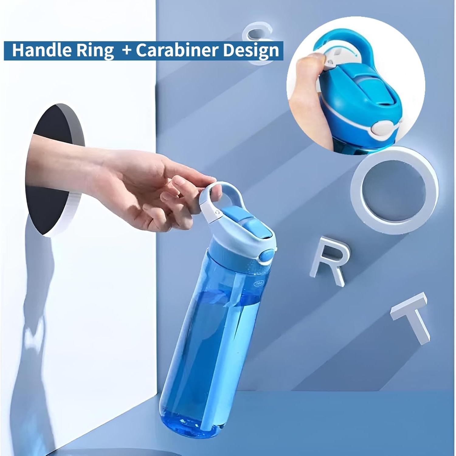 Botella de Agua TCKJ 739 ml Tritan Azul con Tapa Bloqueable