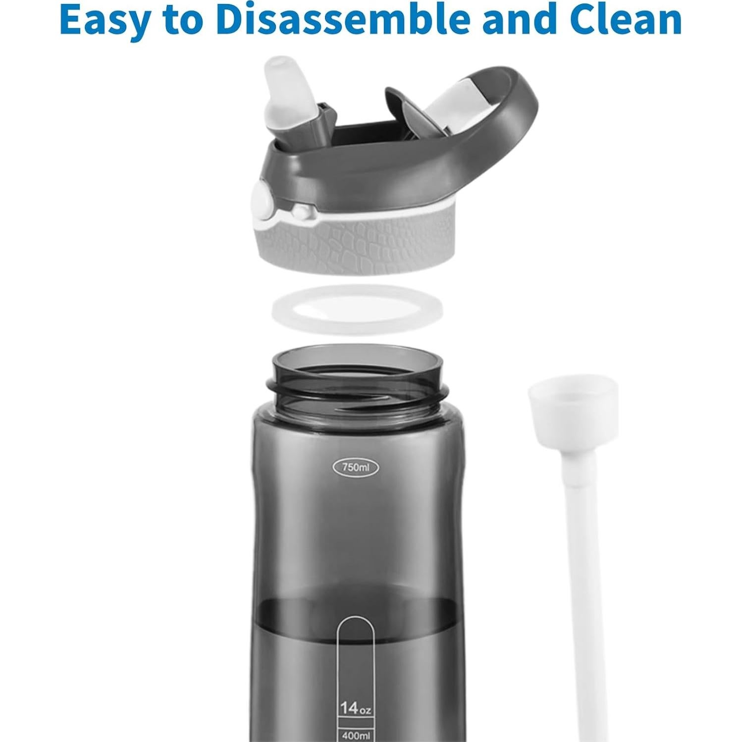 Botella de Agua TCKJ 739 ml Tritan Azul con Tapa Bloqueable