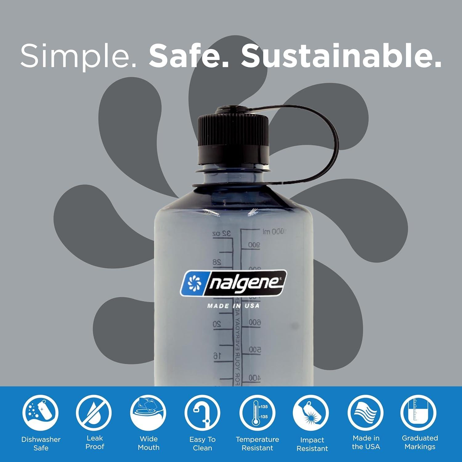 Botella de Agua Nalgene Sustain 0.95L Gris a Prueba de Fugas