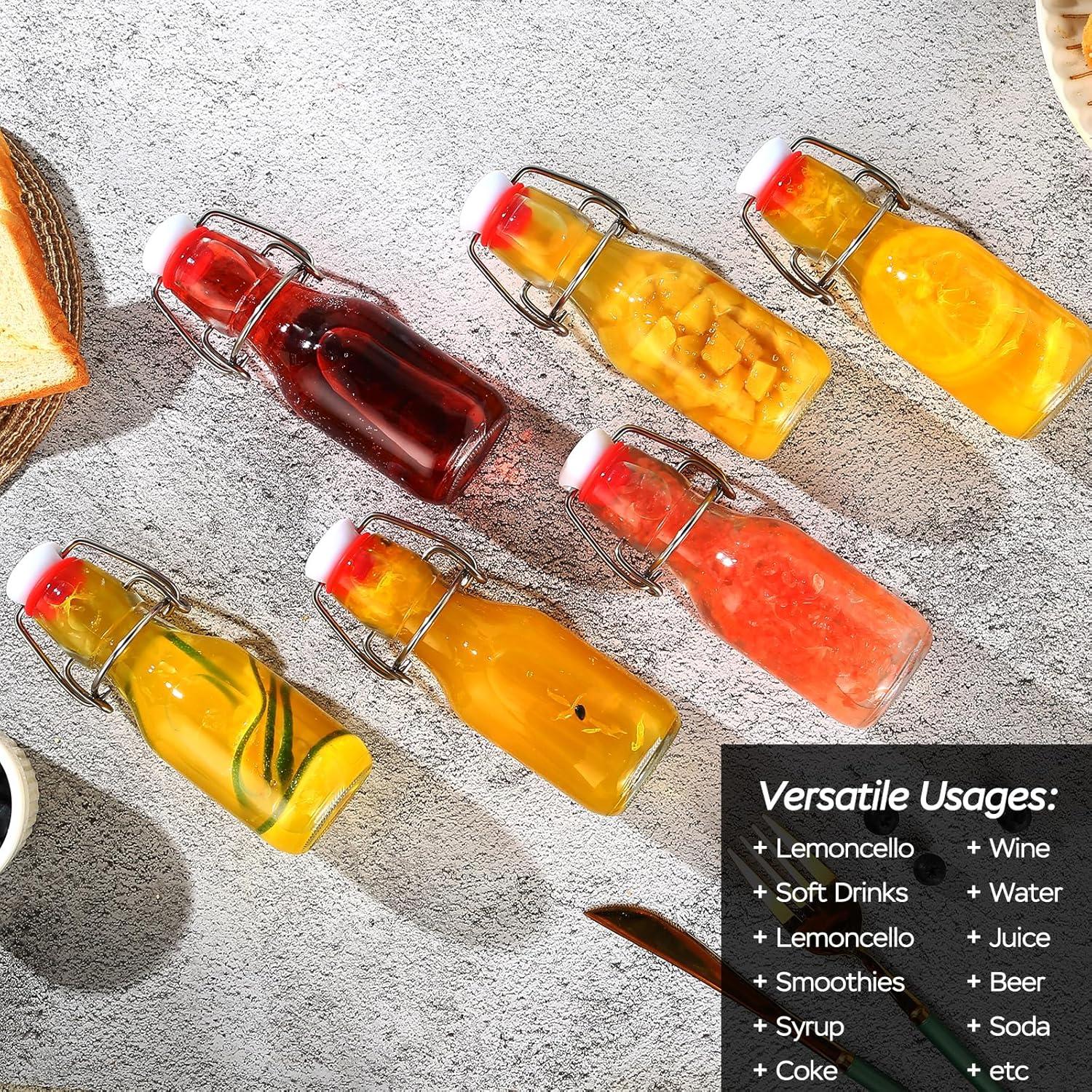 Paquete de 12 botellas de vidrio 100 ml ZEBEIYU con tapa abatible