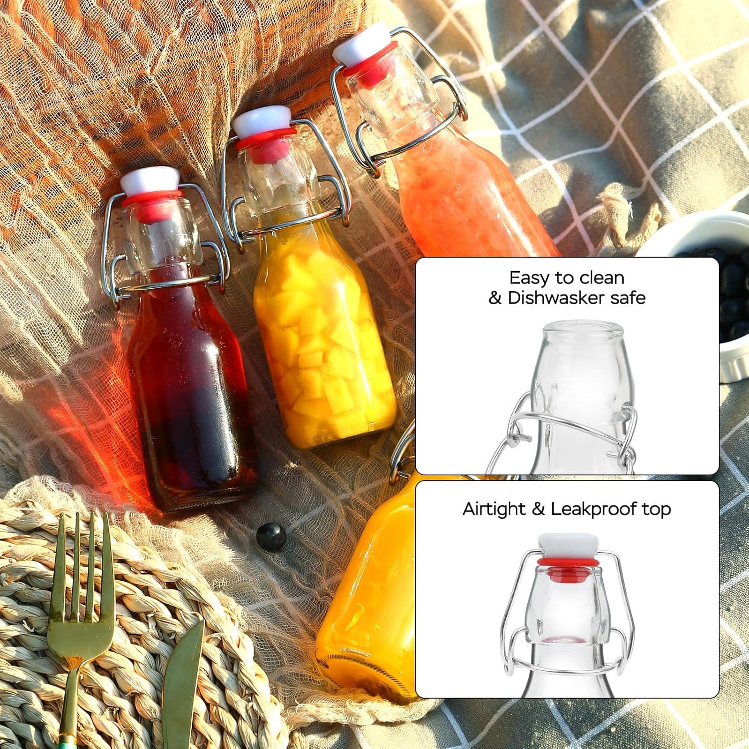 Paquete de 12 botellas de vidrio 100 ml ZEBEIYU con tapa abatible