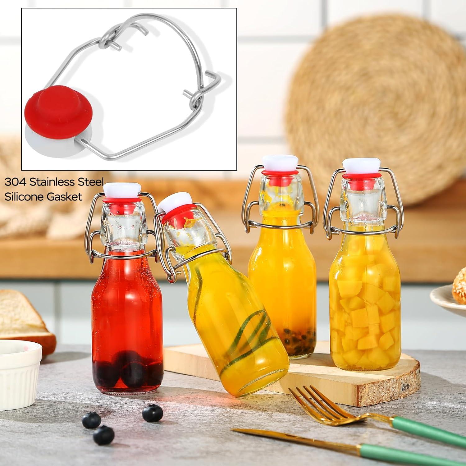 Paquete de 12 botellas de vidrio 100 ml ZEBEIYU con tapa abatible