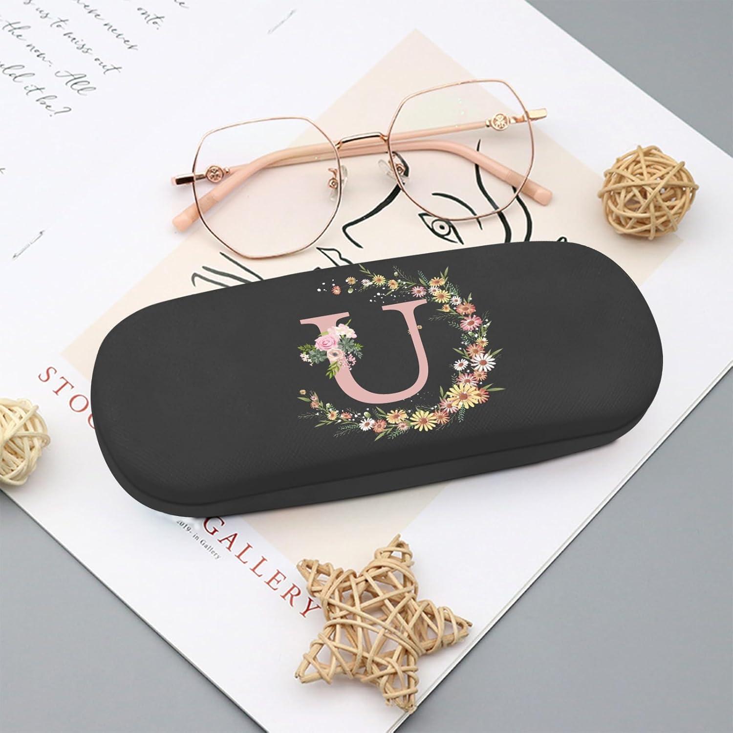 Estuche Duro para Gafas PU con Paño de Limpieza Letra-U