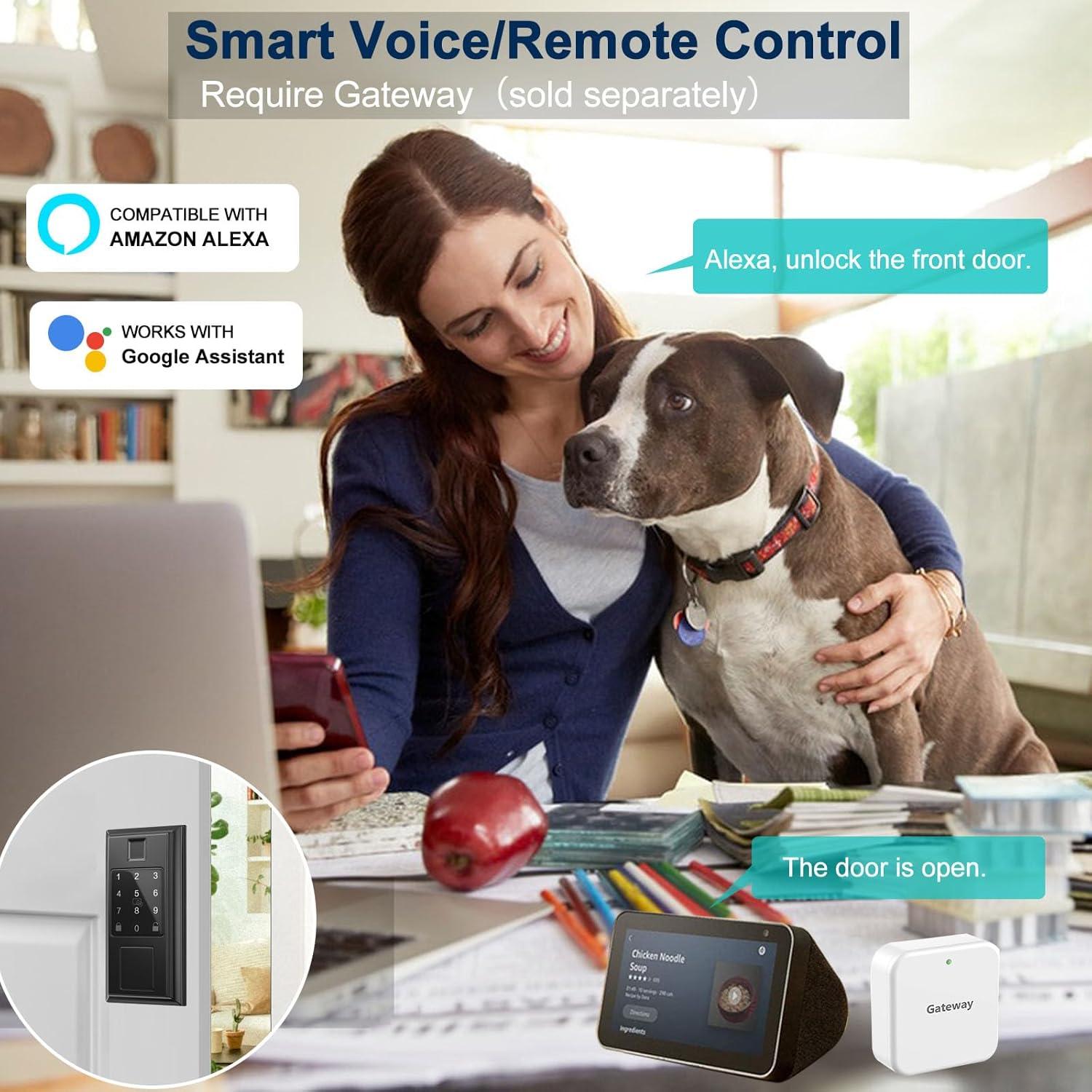 Smart Locks for Front Door with Handle Knob Set, Keyless Entry Door Lock, Fingerprint & App Control, Touchscreen Keypad Deadbolt, Auto Lock, Matte Black