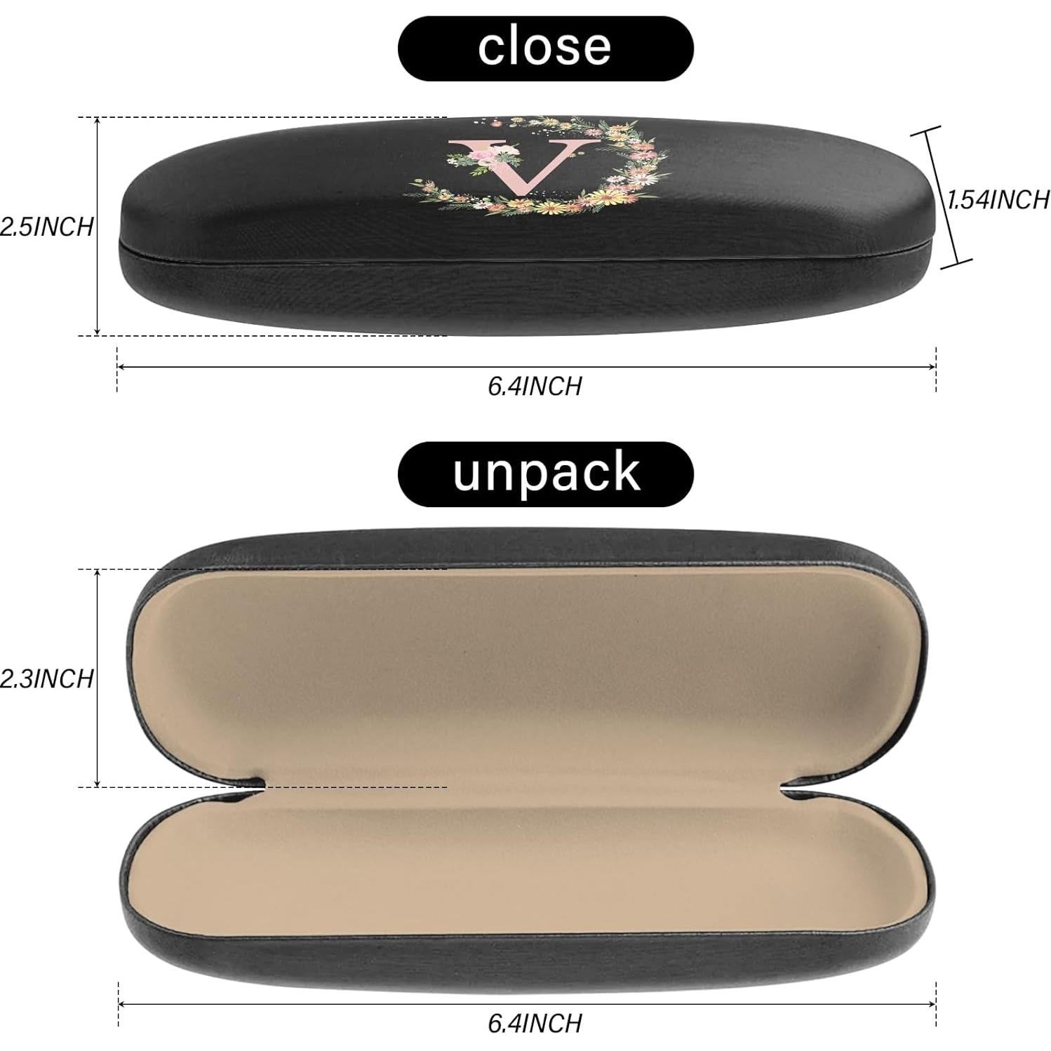 Estuche Duro para Gafas PU con Paño de Limpieza Letra-V