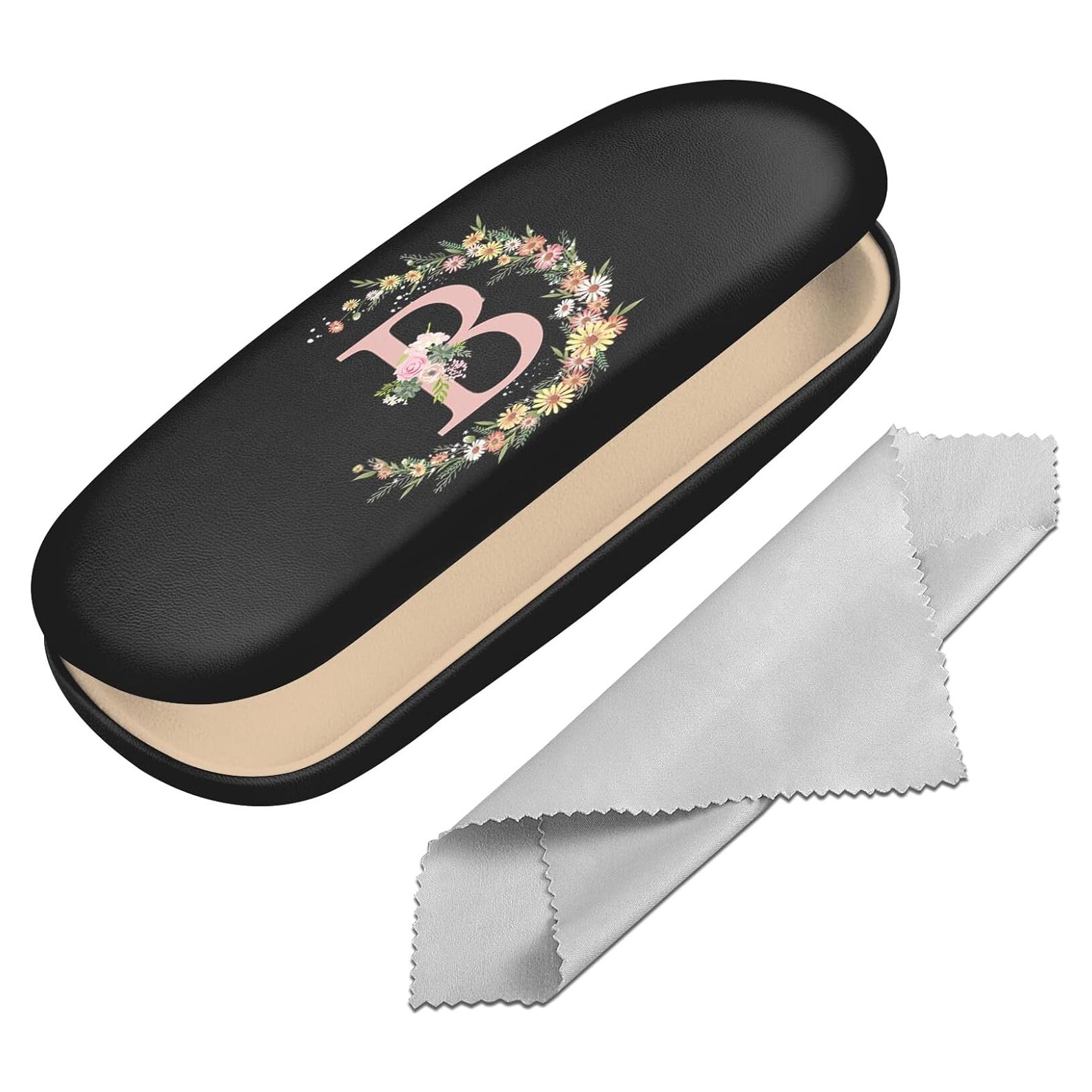 Estuche Duro para Gafas PU con Paño de Limpieza Letra-B