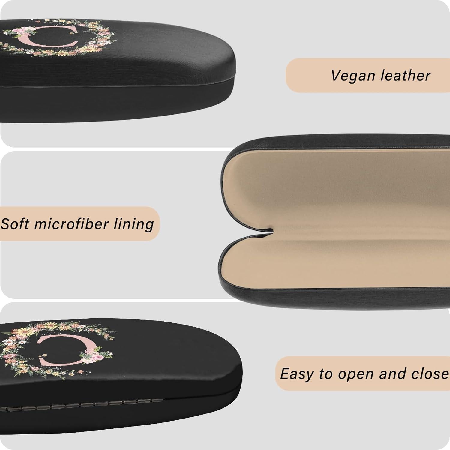 Estuche Duro para Gafas con Paño de Limpieza Letra-C