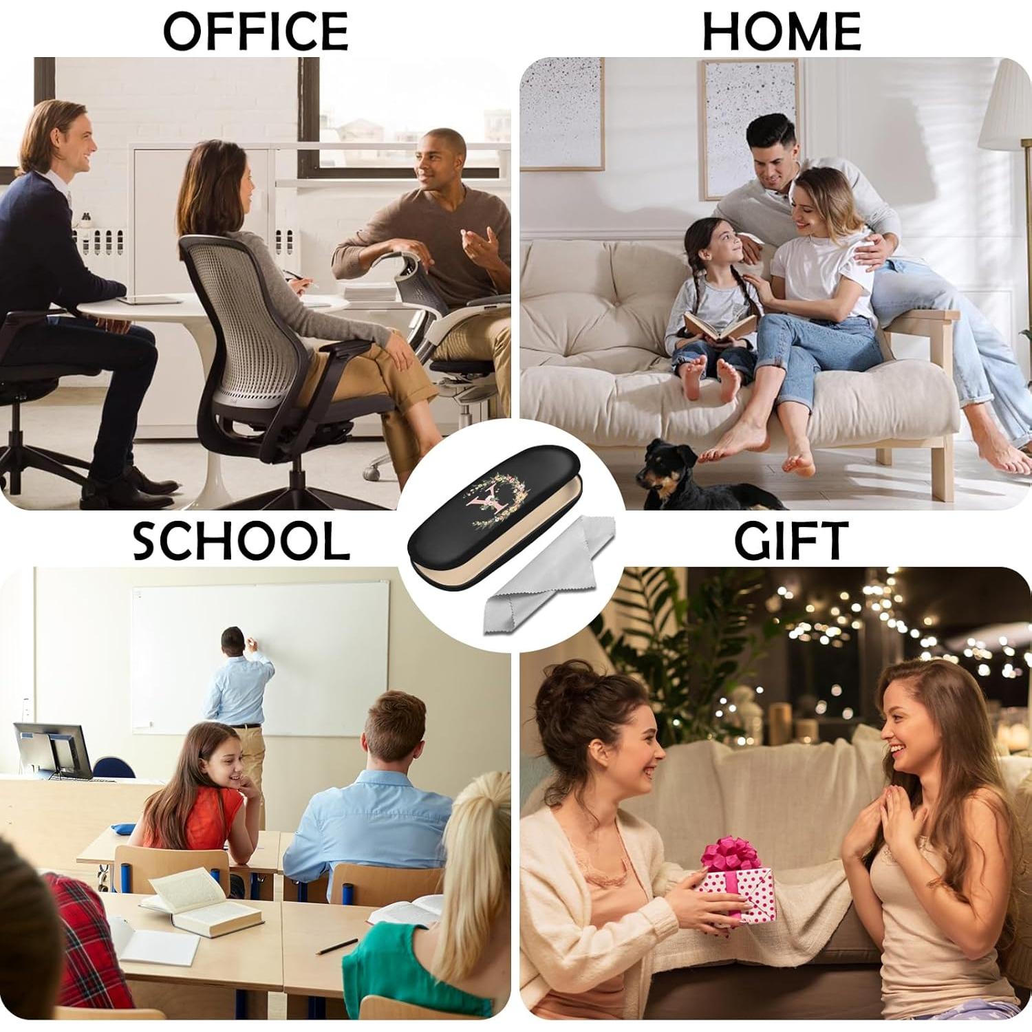 Estuche Duro para Gafas con Letra Inicial y Paño de Limpieza