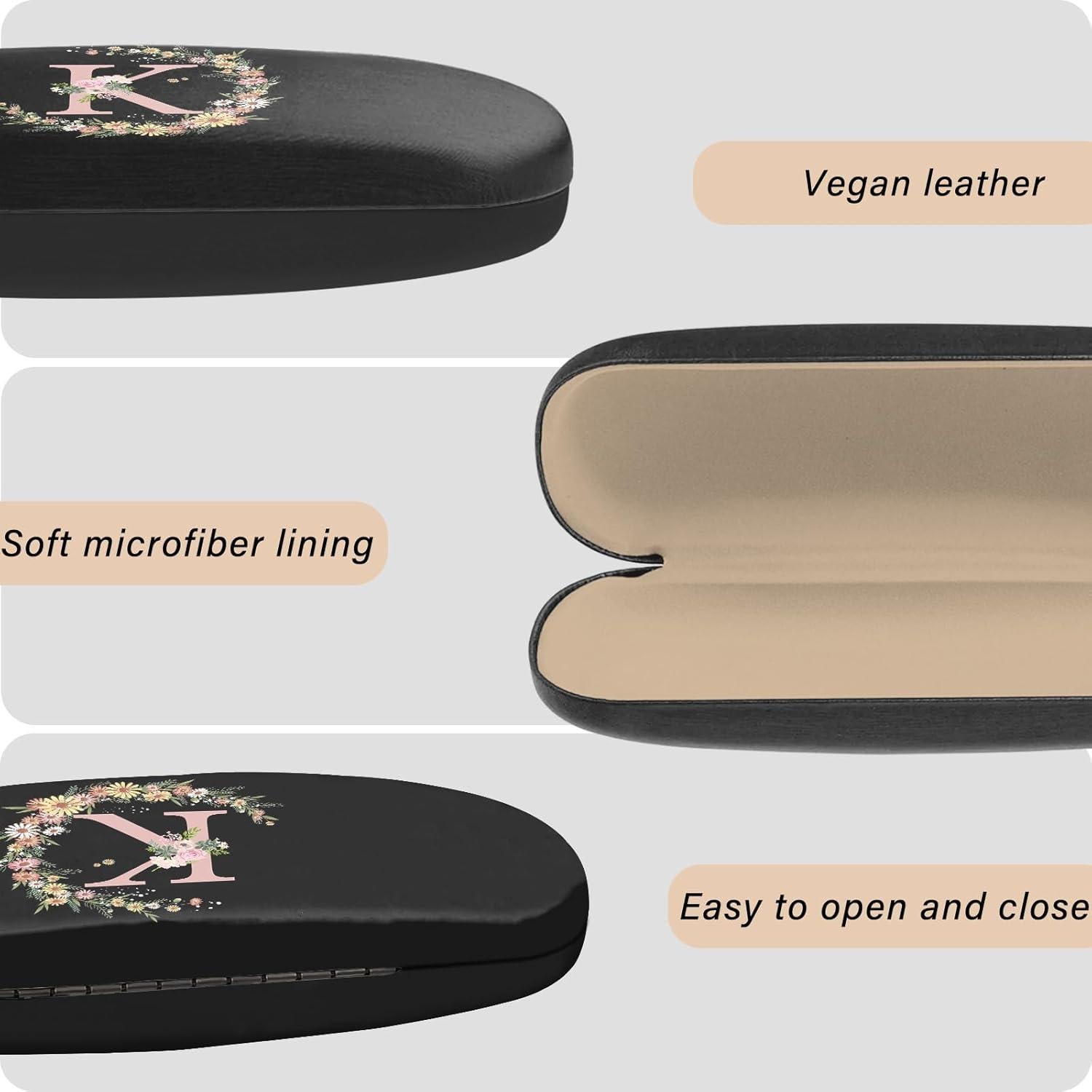 Estuche Duro para Gafas Letra Inicial con Paño de Limpieza